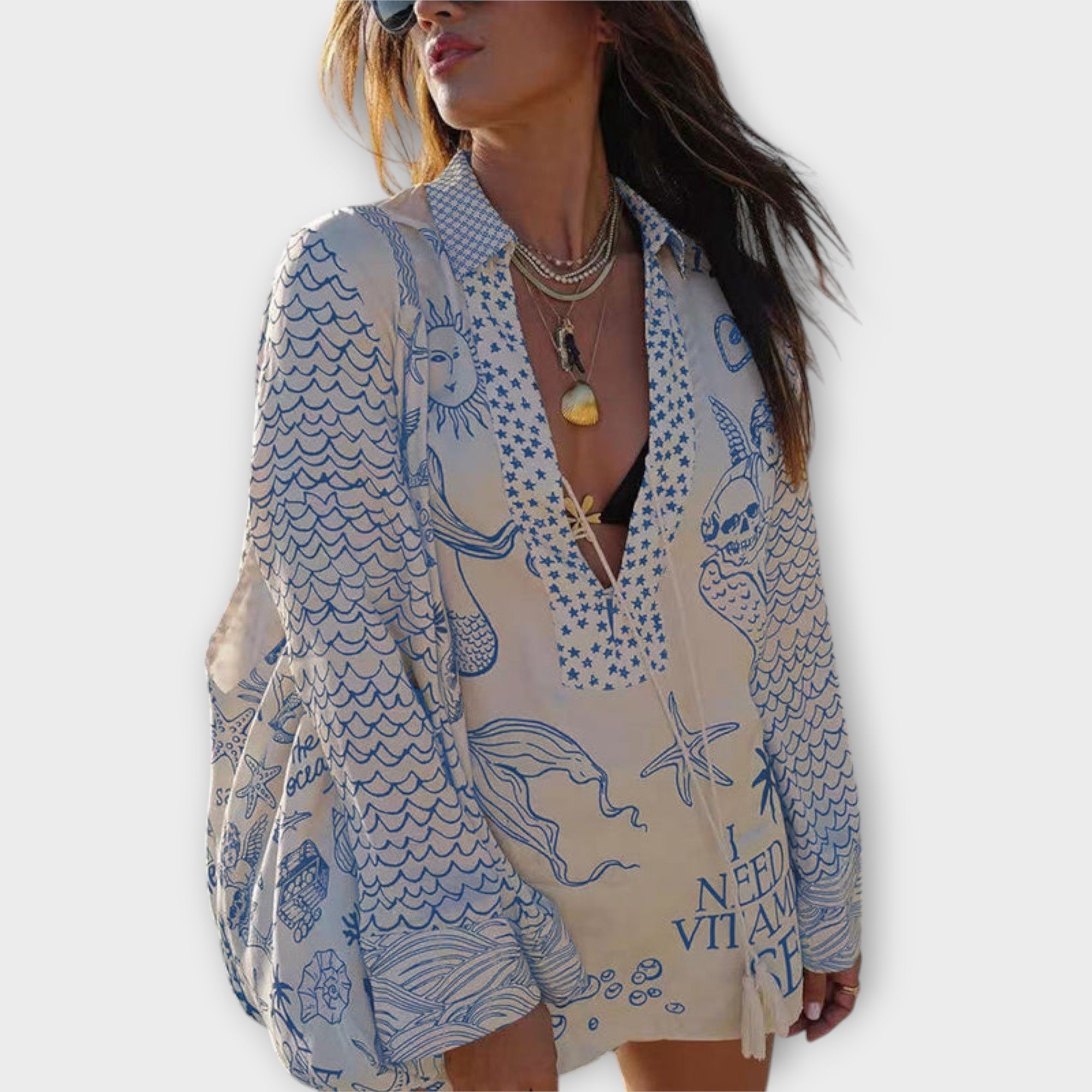 Liv - Satijnen Kwastjes Shirt en Short Set