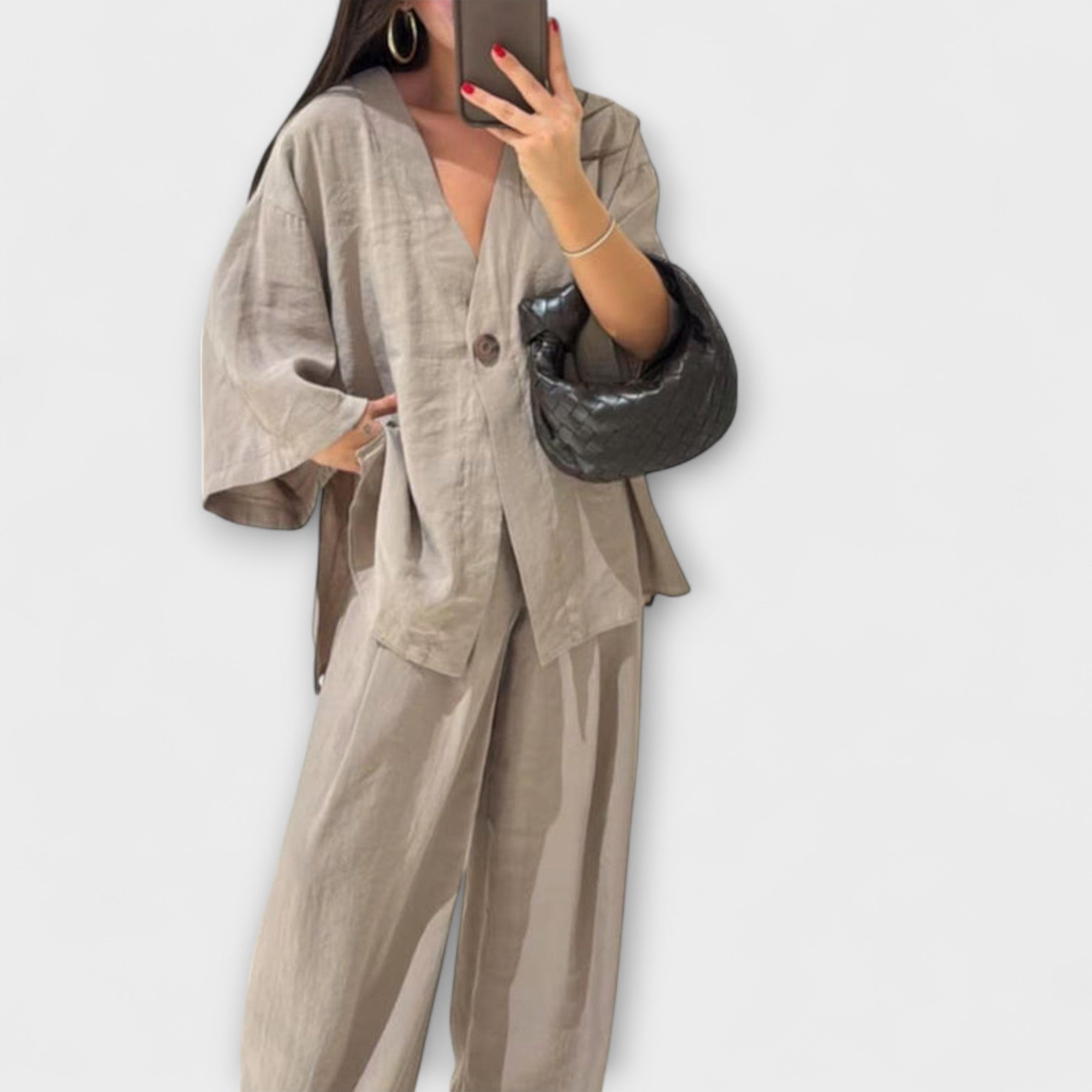 Jacqueline - Casual Top met V-hals en Broek Duo