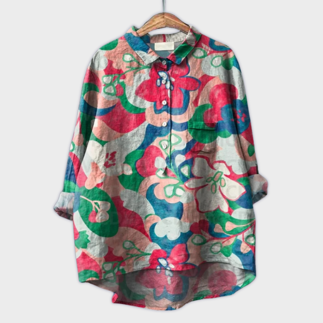 Magdalena - Handgemaakte damesblouse met bloemmotief