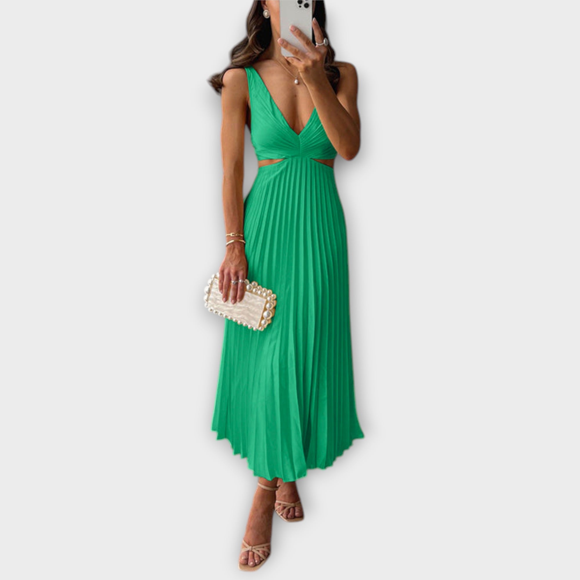 Elegante midi-avondjurk met plissé