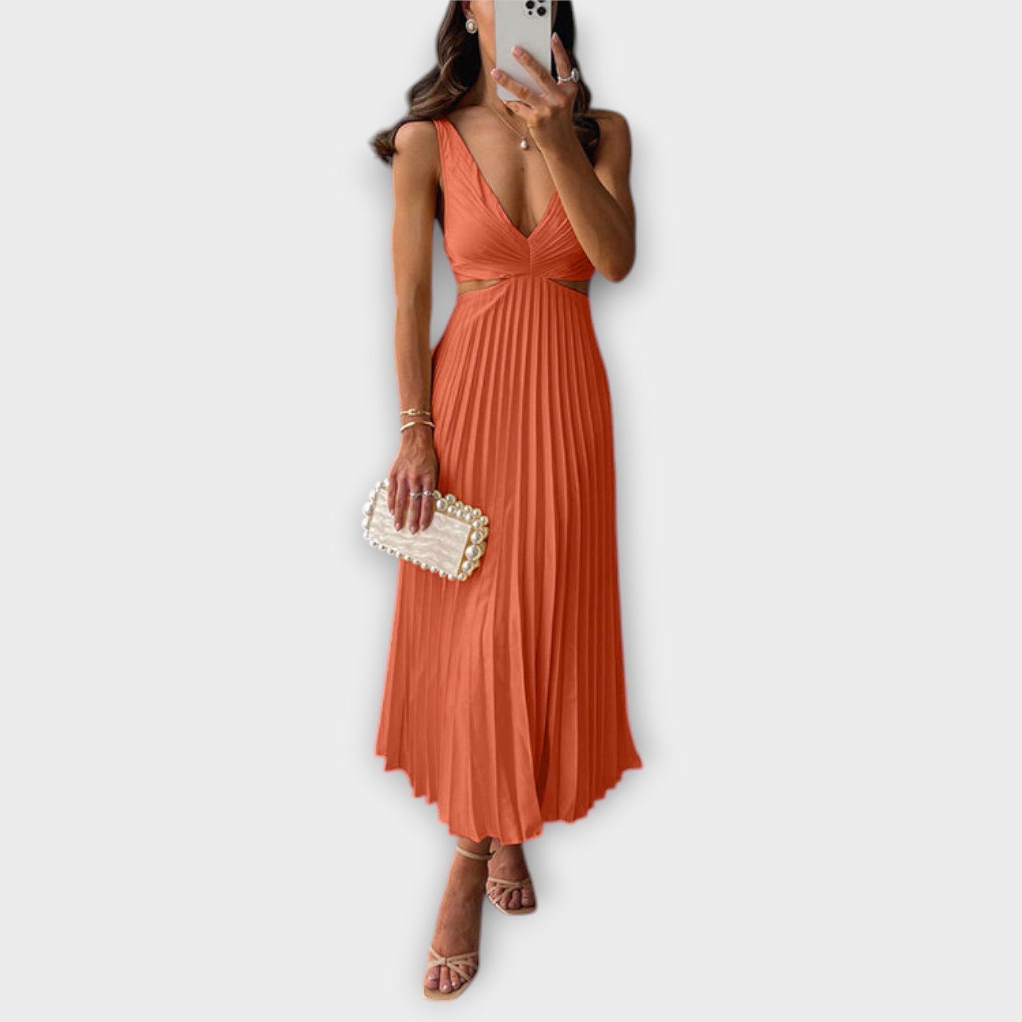 Elegante midi-avondjurk met plissé
