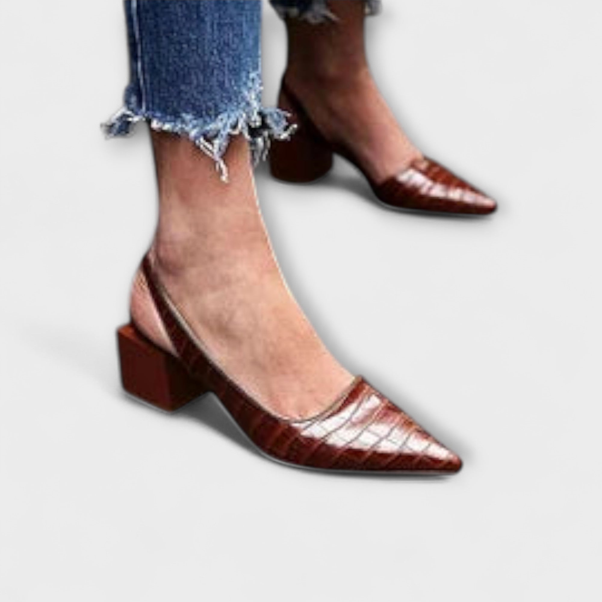Bethany - Onregelmatige Slingbacks Dikke Hakken