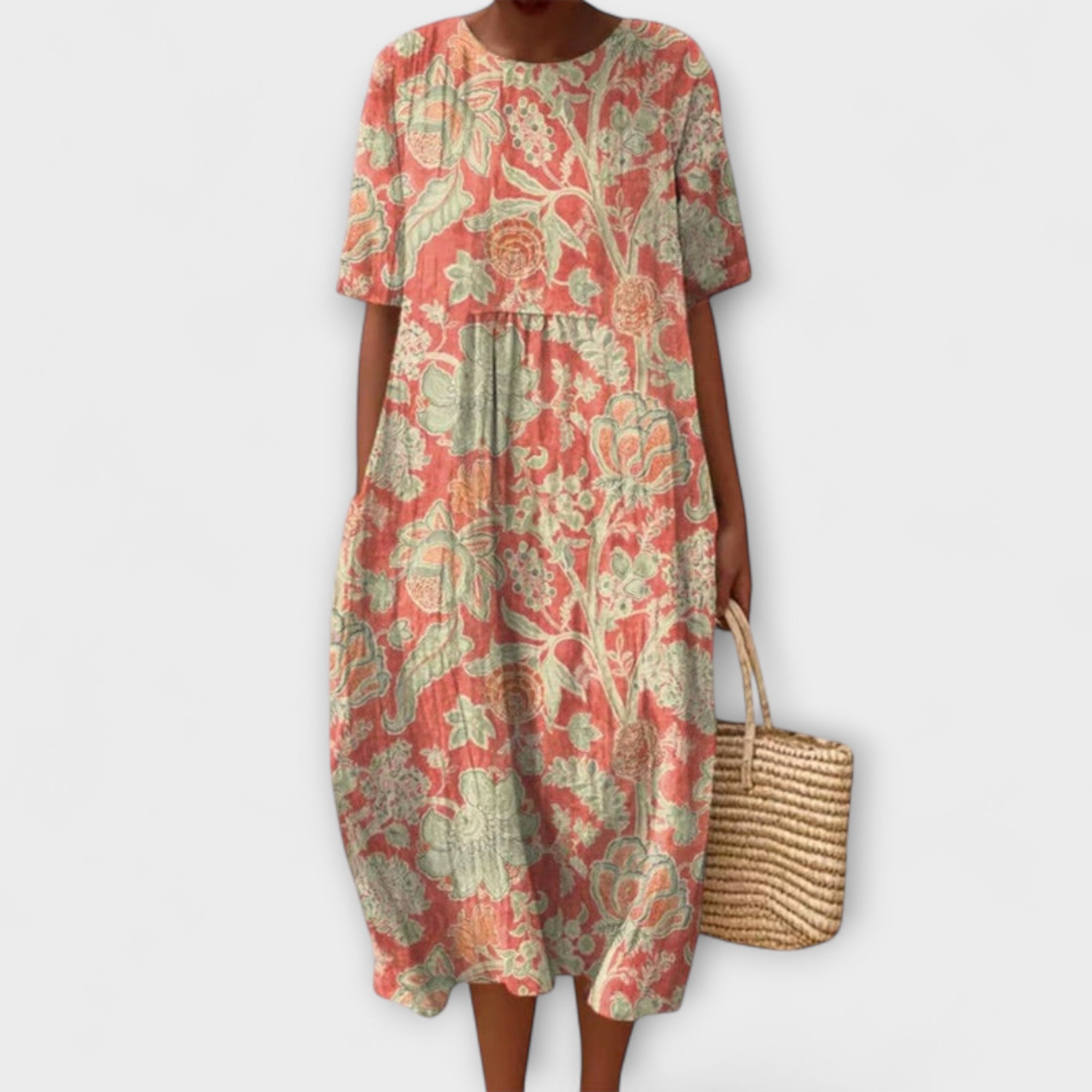 Thaleia – Midi-jurk in vintage bloemmotief