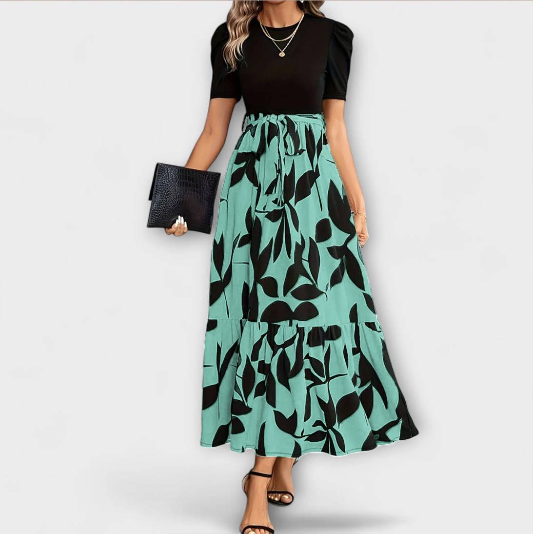 Luna - Zomerjurk met bloemenprint en ronde hals