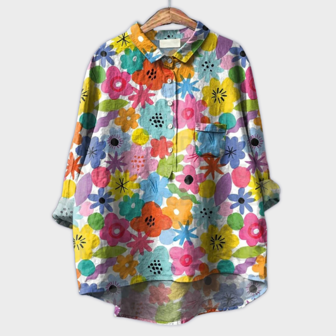 Magdalena - Handgemaakte damesblouse met bloemmotief