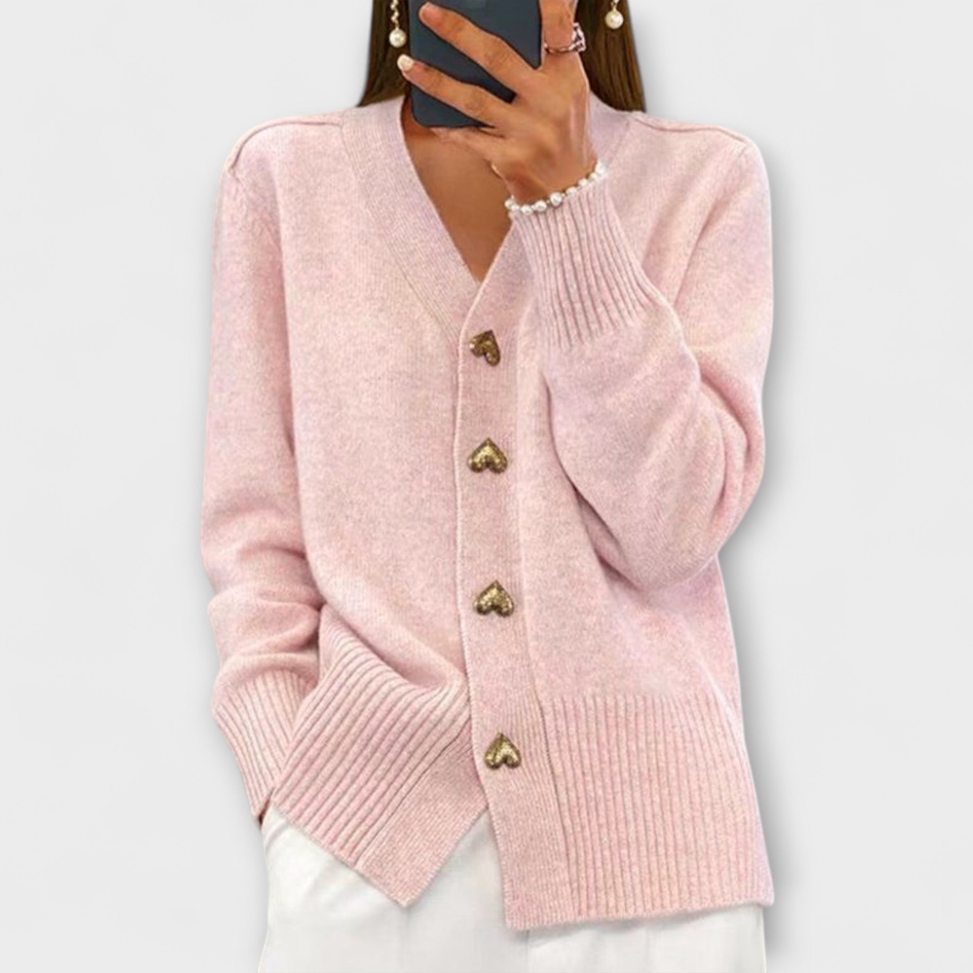 Marij – Damespullover met V-hals in vintage look