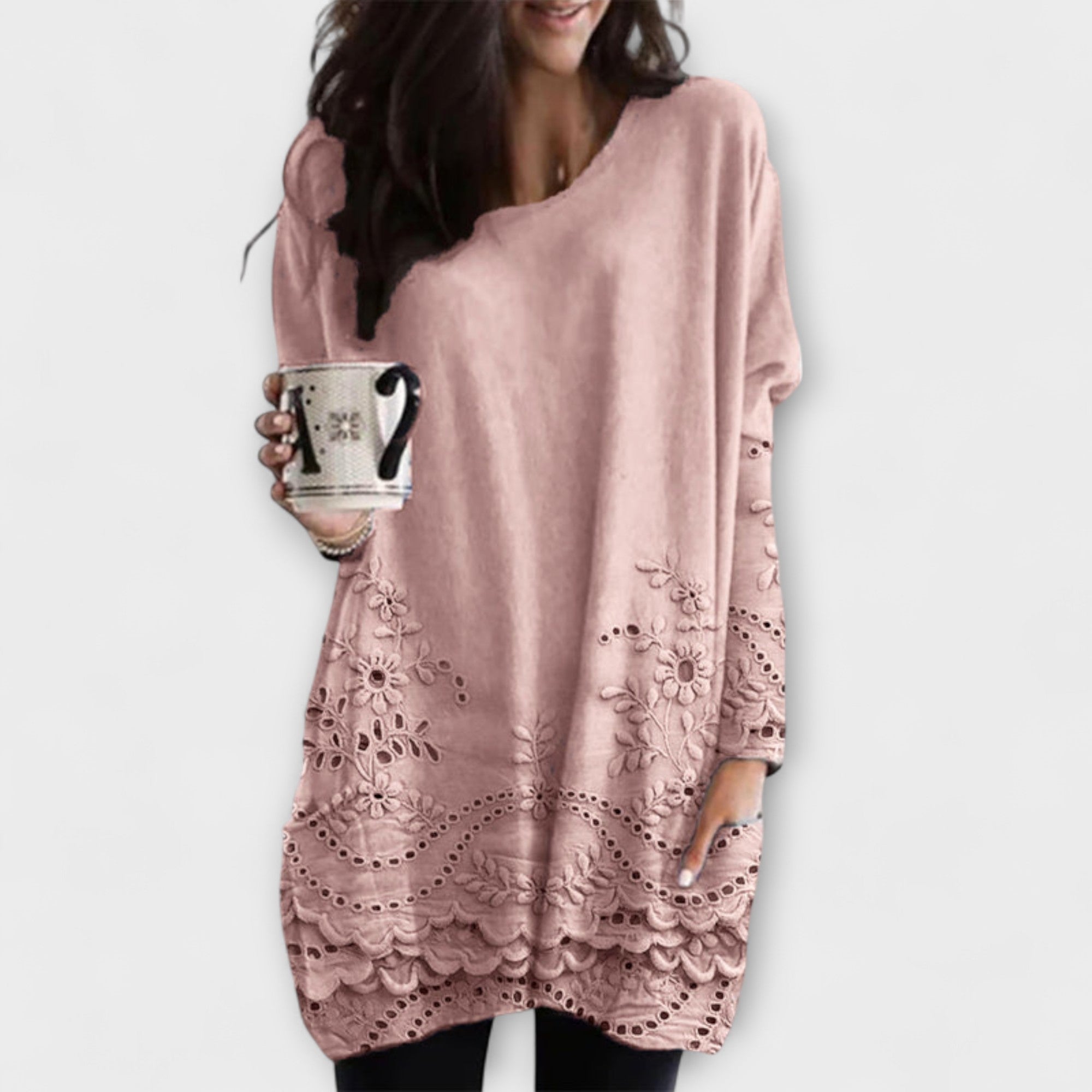 Riley - Sweater met print en borduursel