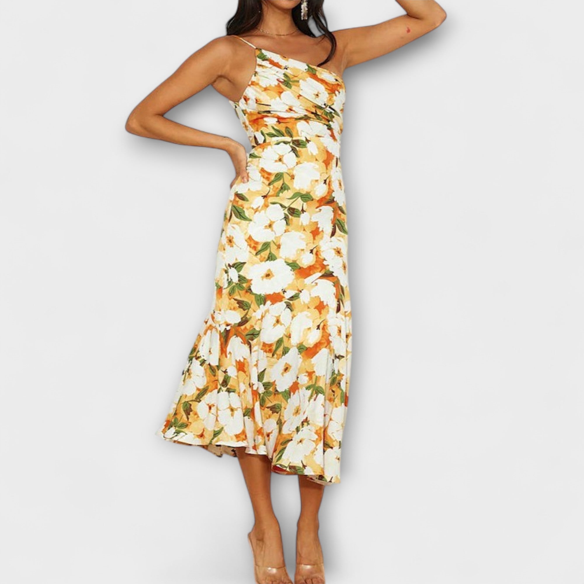 Tabea - Asymmetrische jurk met bloemenprint