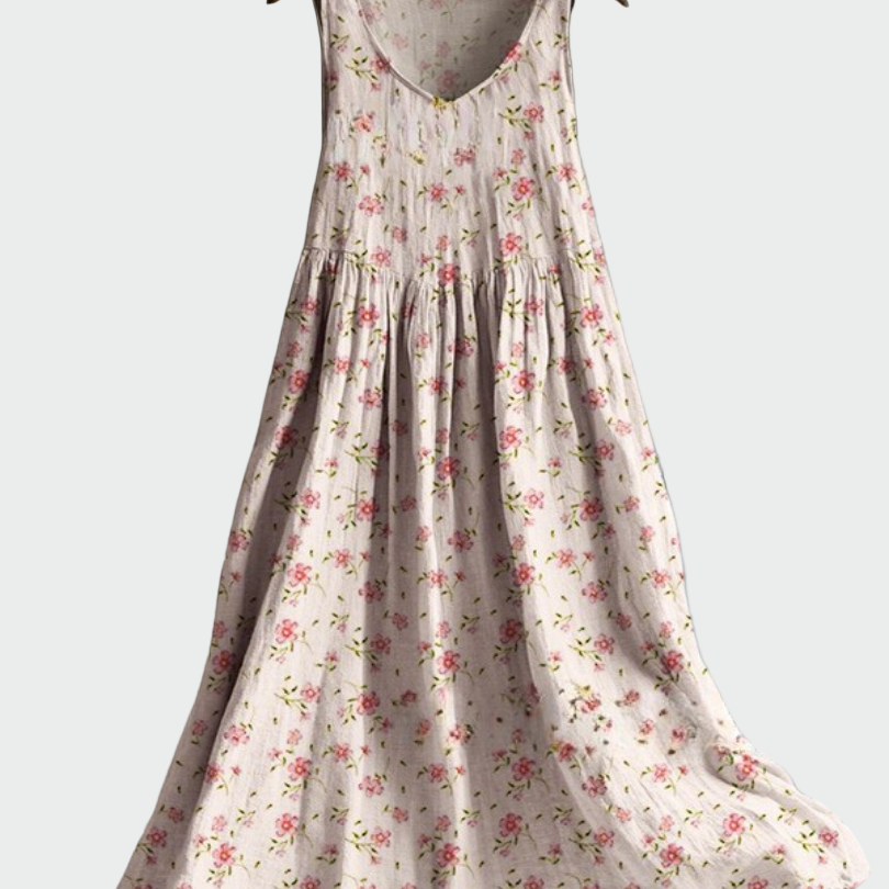 Weisses Trägerkleid mit zarten Blüten