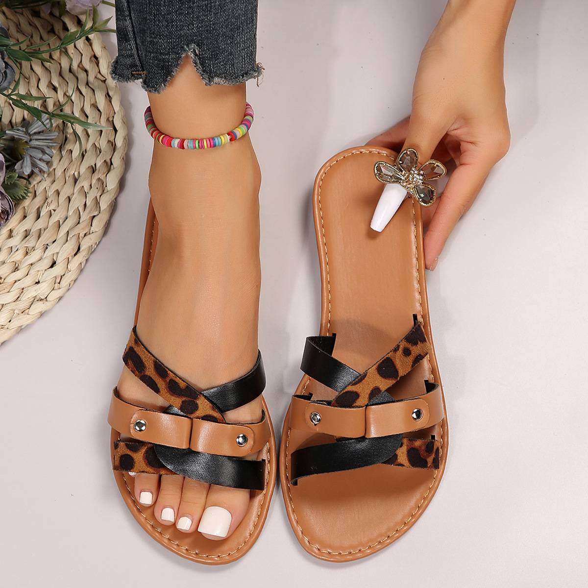 Luipaard Kruisband Sandalen