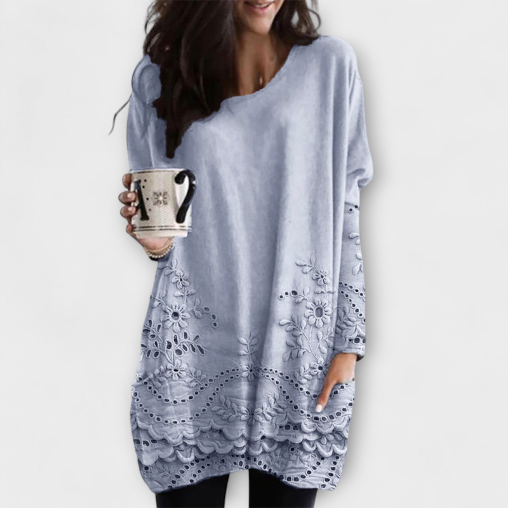 Riley - Sweater met print en borduursel