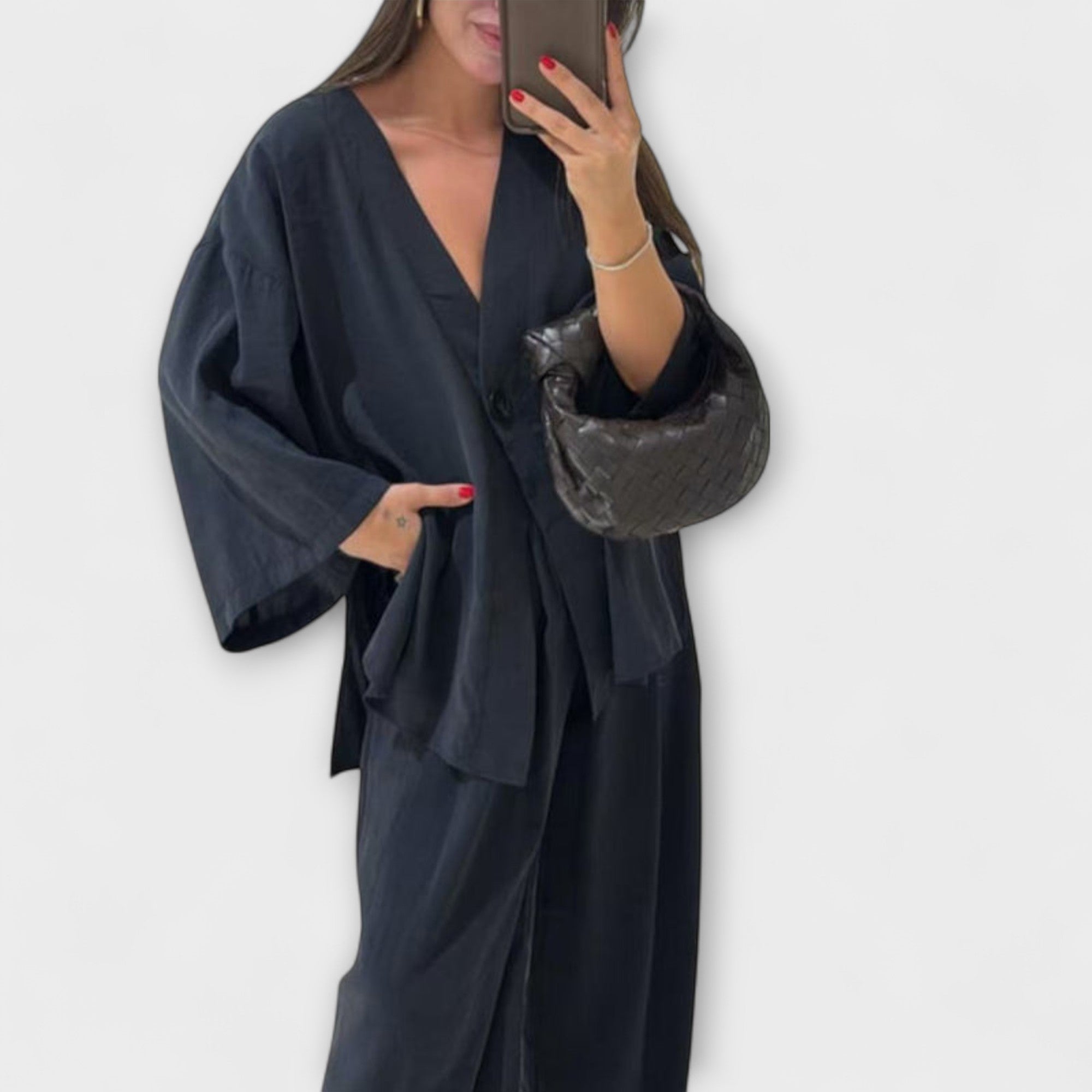 Jacqueline - Casual Top met V-hals en Broek Duo