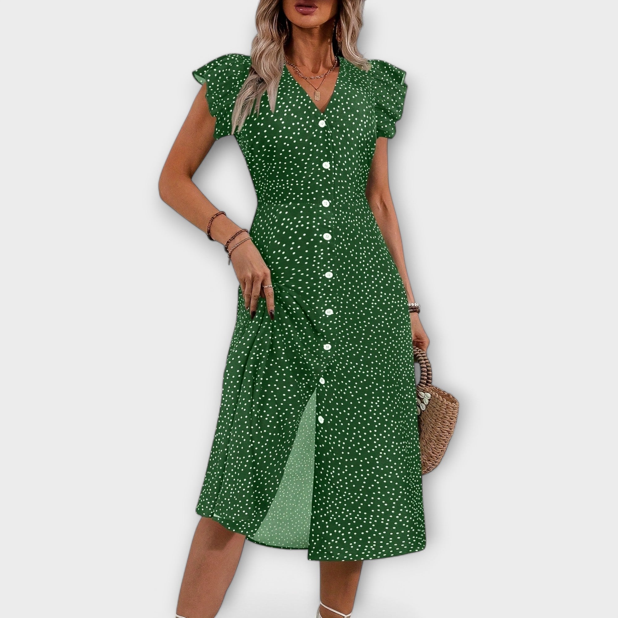 Chique midi-jurk met polkadots