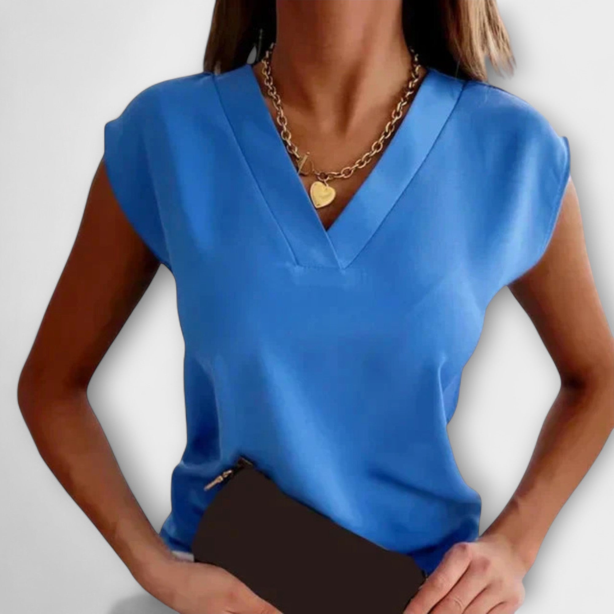 Melanie - Dames V-hals Zomer Top met Losse Mouwen