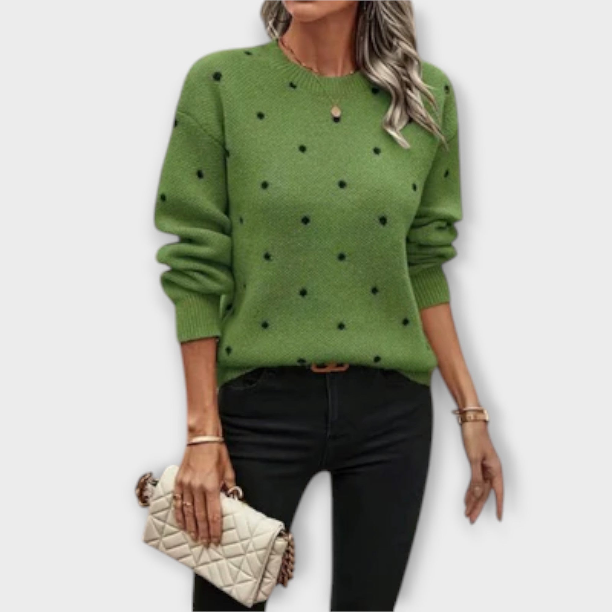 Ava – casual longsleeve met stippenprint