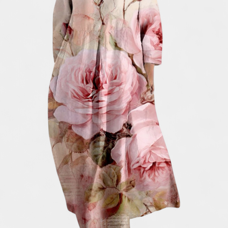 Ana - Buntes fliessendes Kleid mit Aquarellmuster