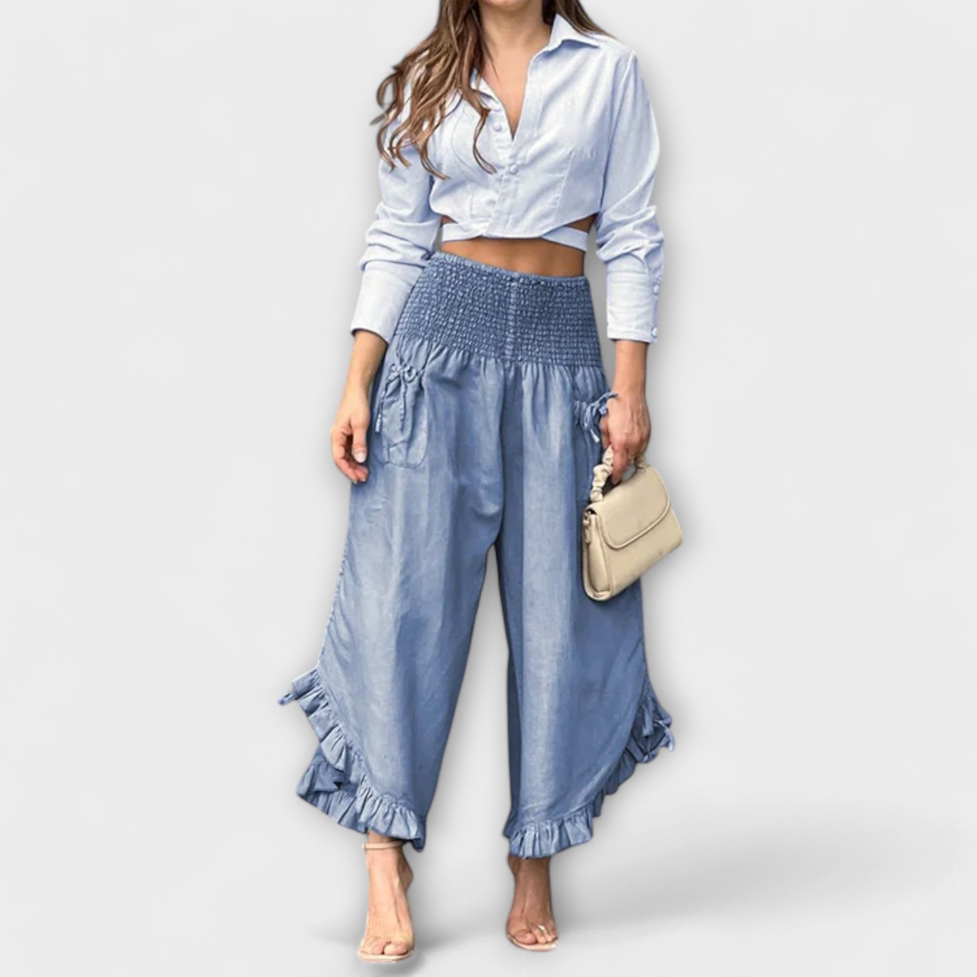 Jaya - Loose broek met modieuze persplooien
