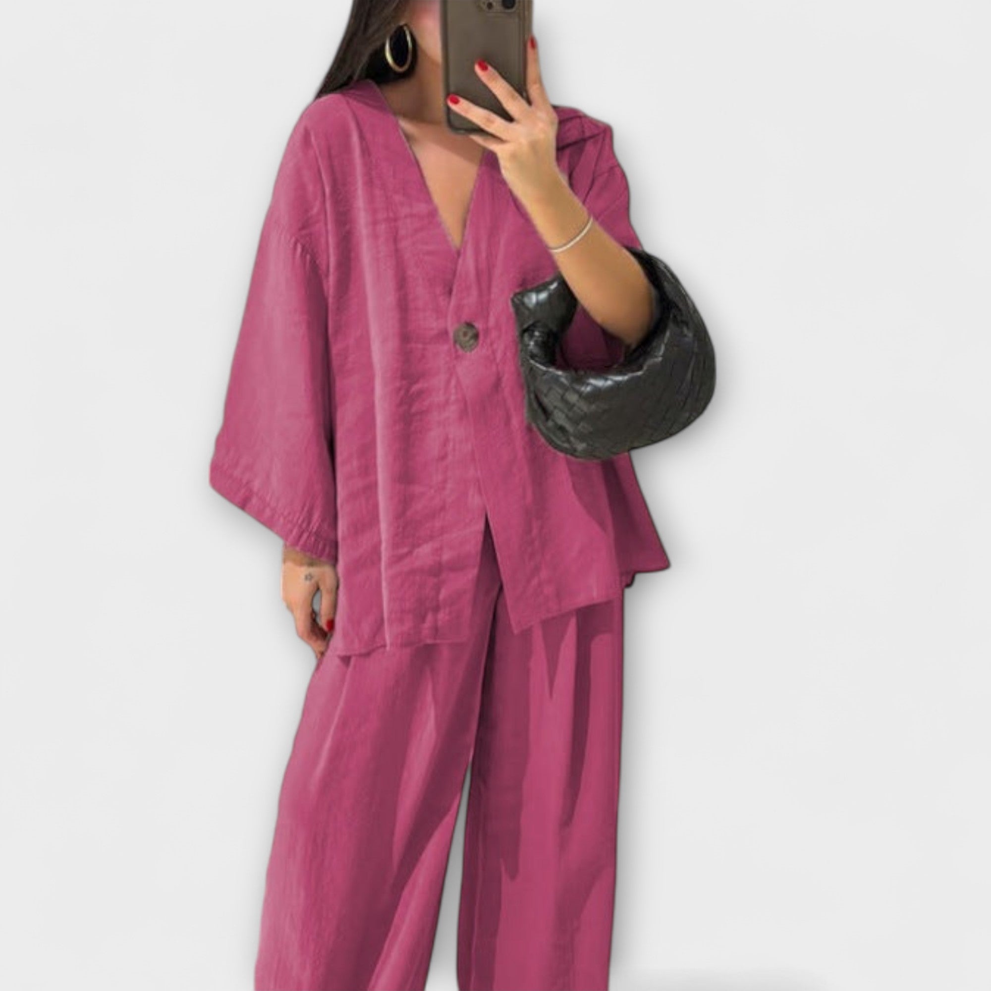 Jacqueline - Casual Top met V-hals en Broek Duo
