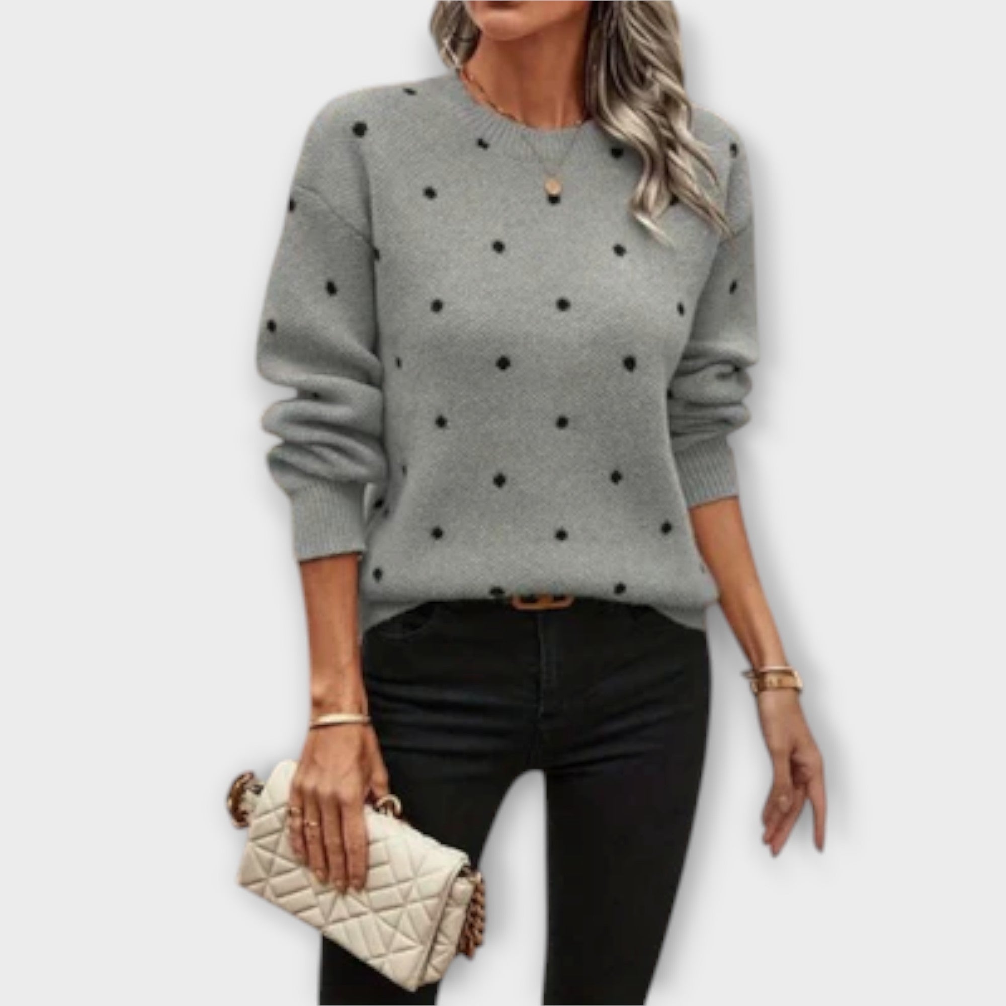 Ava – casual longsleeve met stippenprint