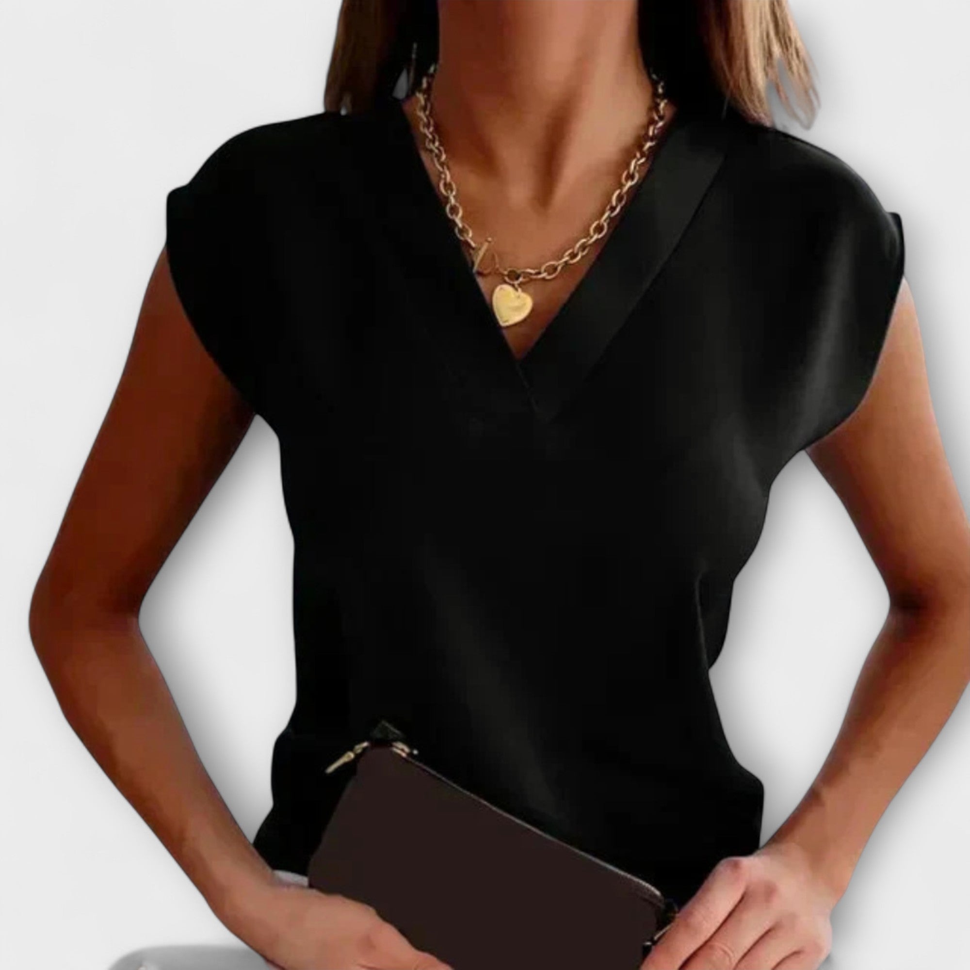 Melanie - Dames V-hals Zomer Top met Losse Mouwen