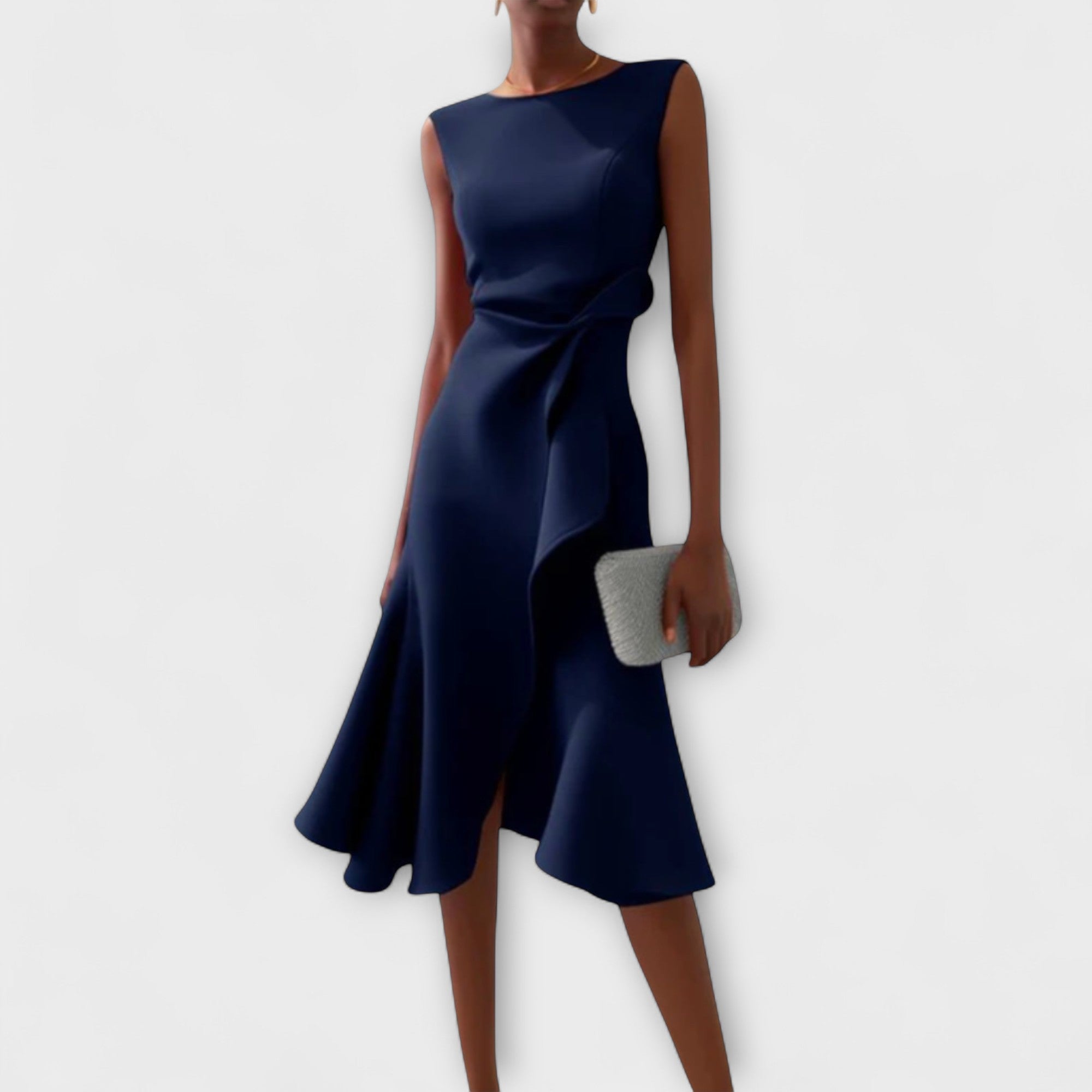 Juliette – Gedrapeerde asymmetrische midijurk
