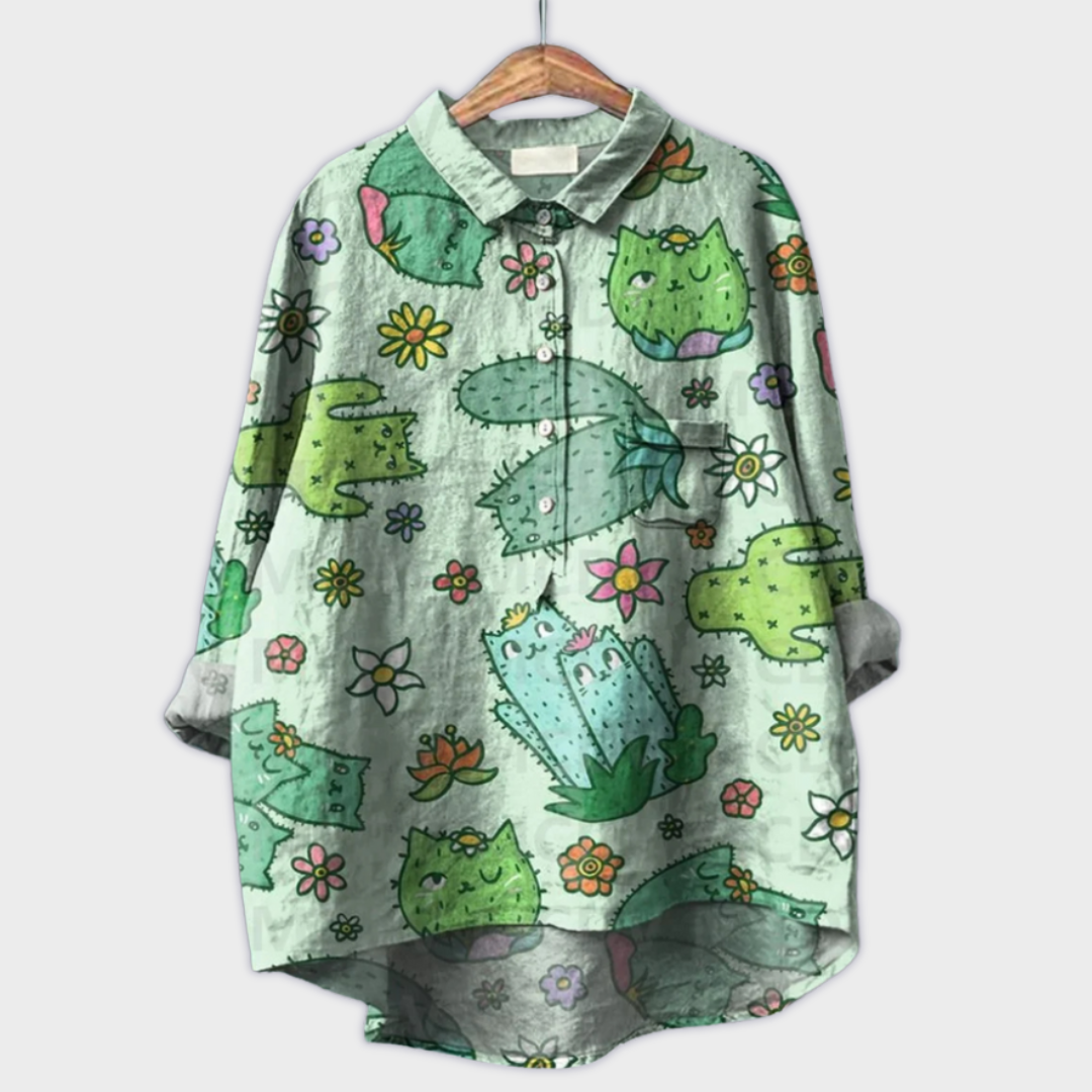 Magdalena - Handgemaakte damesblouse met bloemmotief