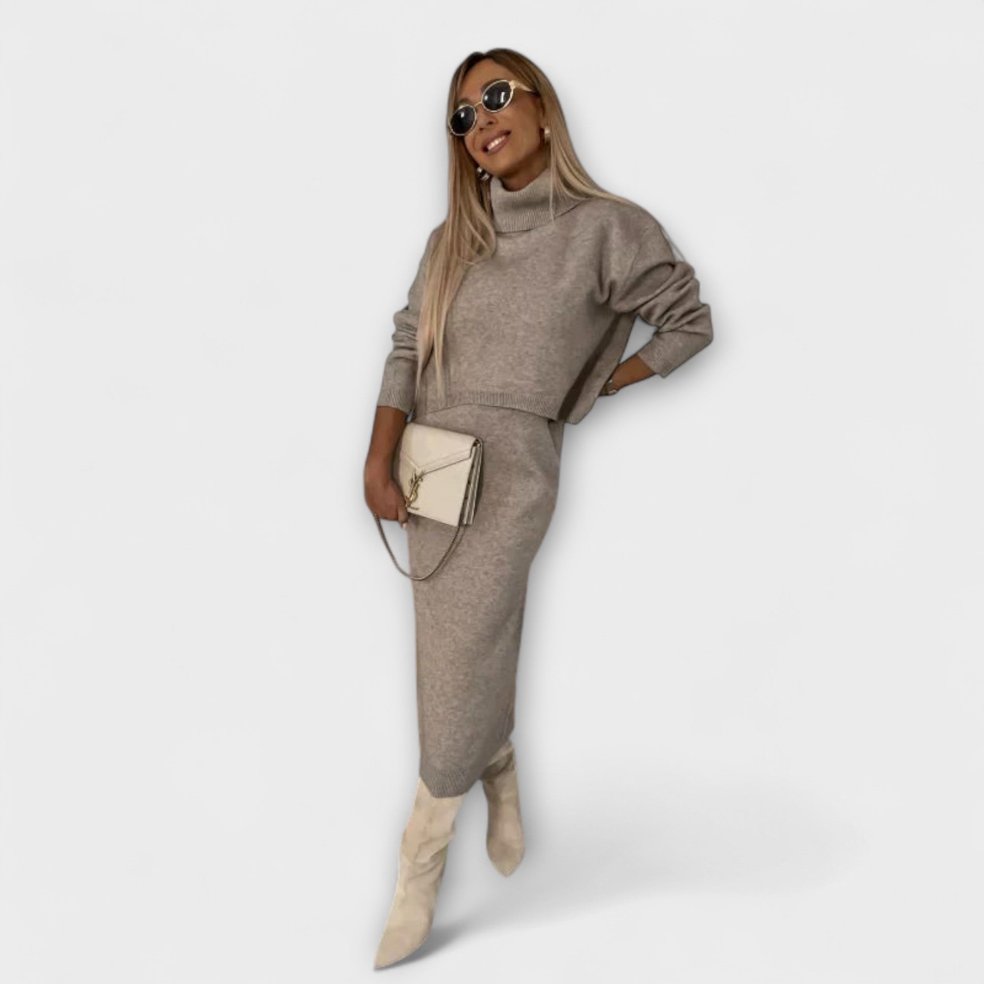 Solange - Jurk met bijpassende coltrui-set