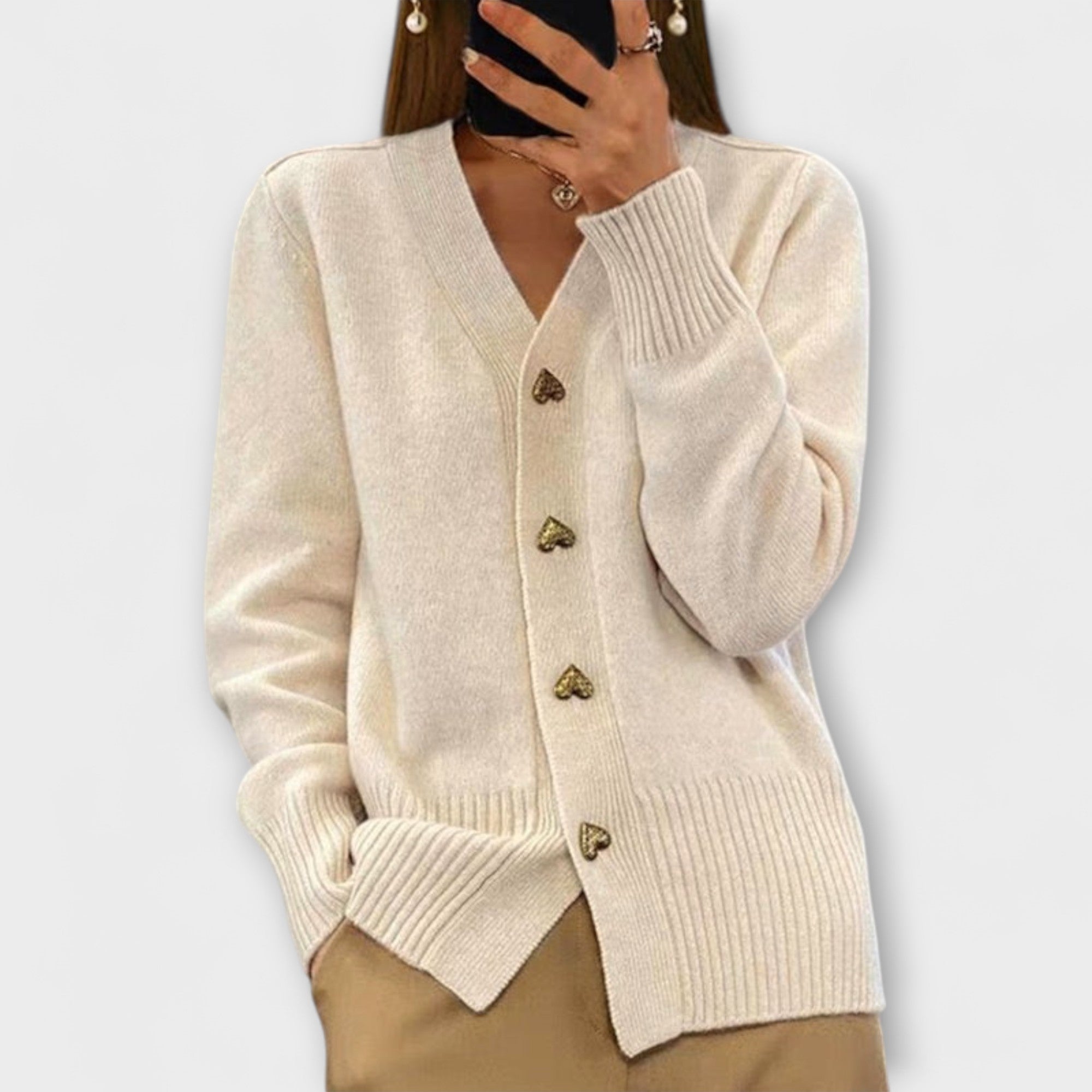 Marij – Damespullover met V-hals in vintage look