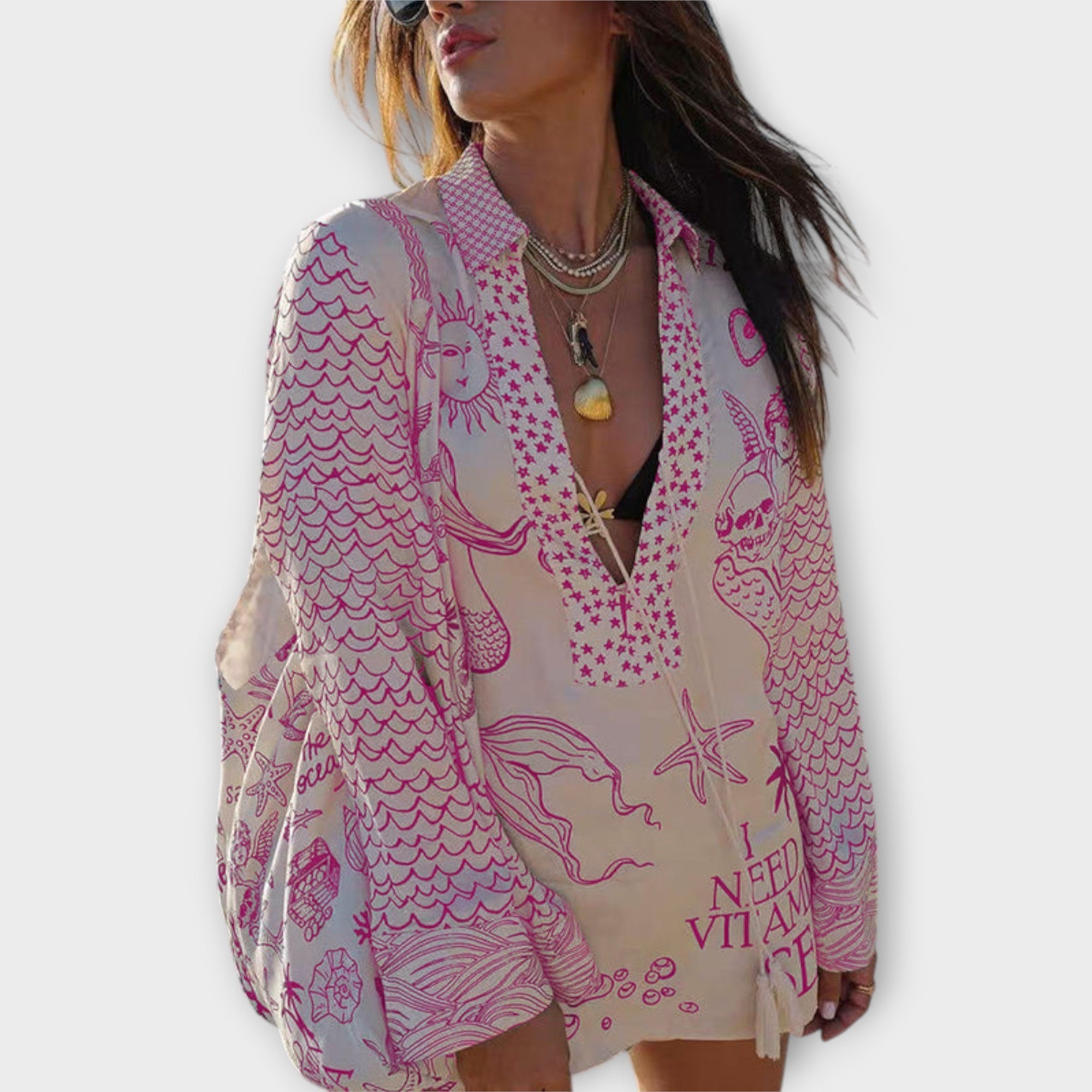 Liv - Satijnen Kwastjes Shirt en Short Set