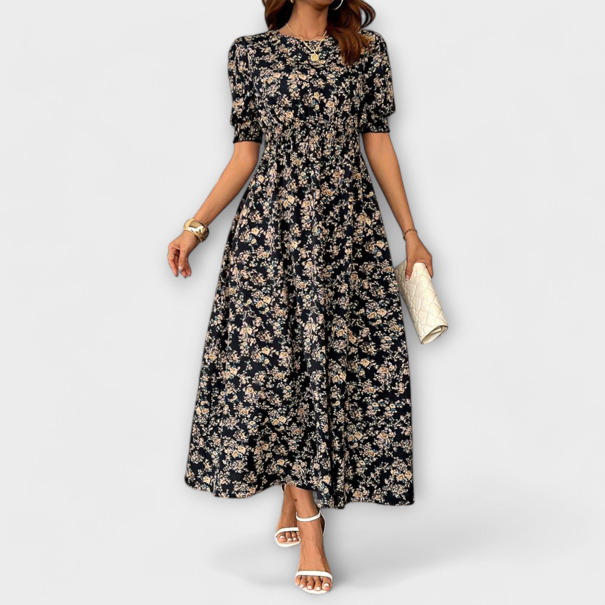 Amelia - Jurk met ronde hals en bloemenprint
