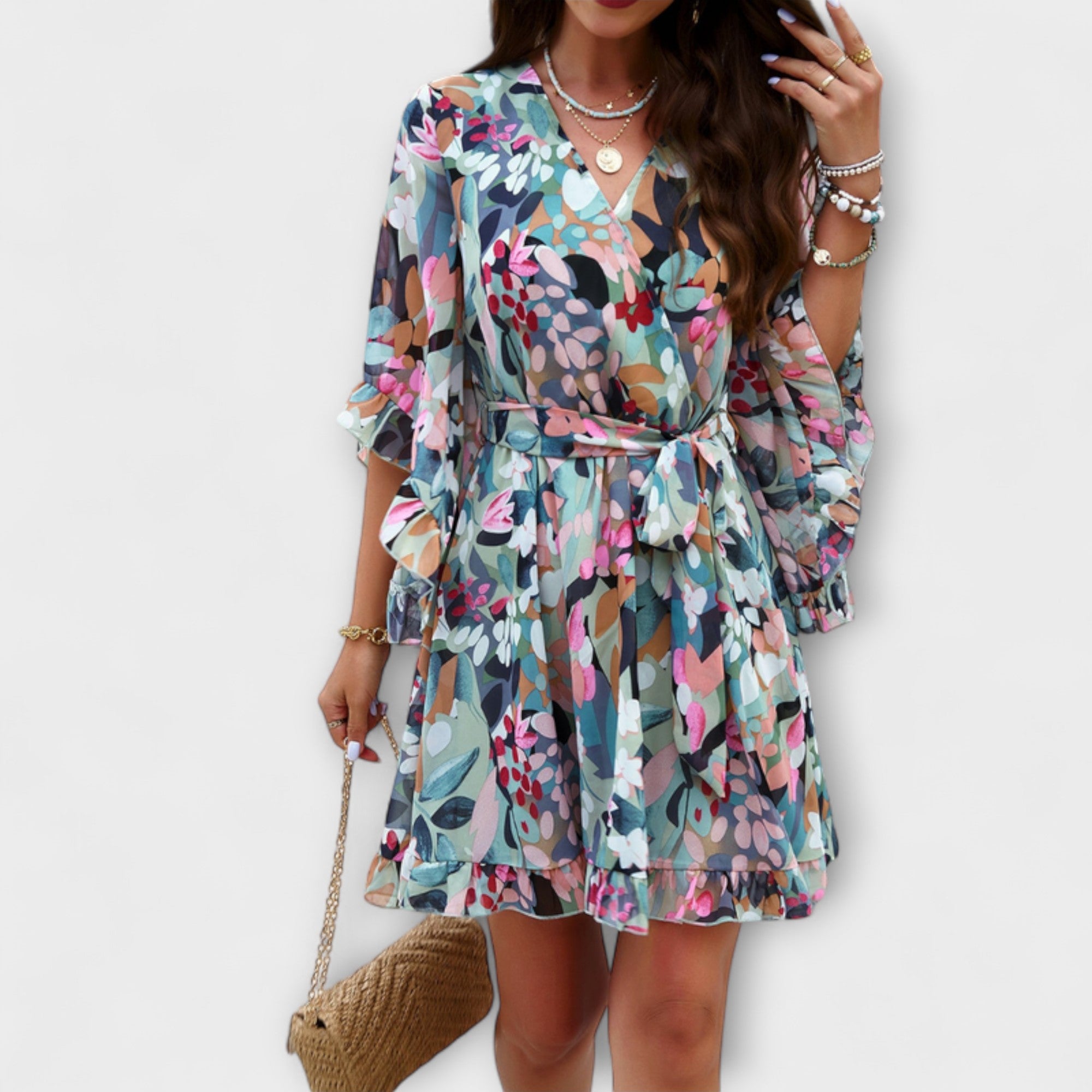 Lina - Dames midi-jurk met bloemenprint