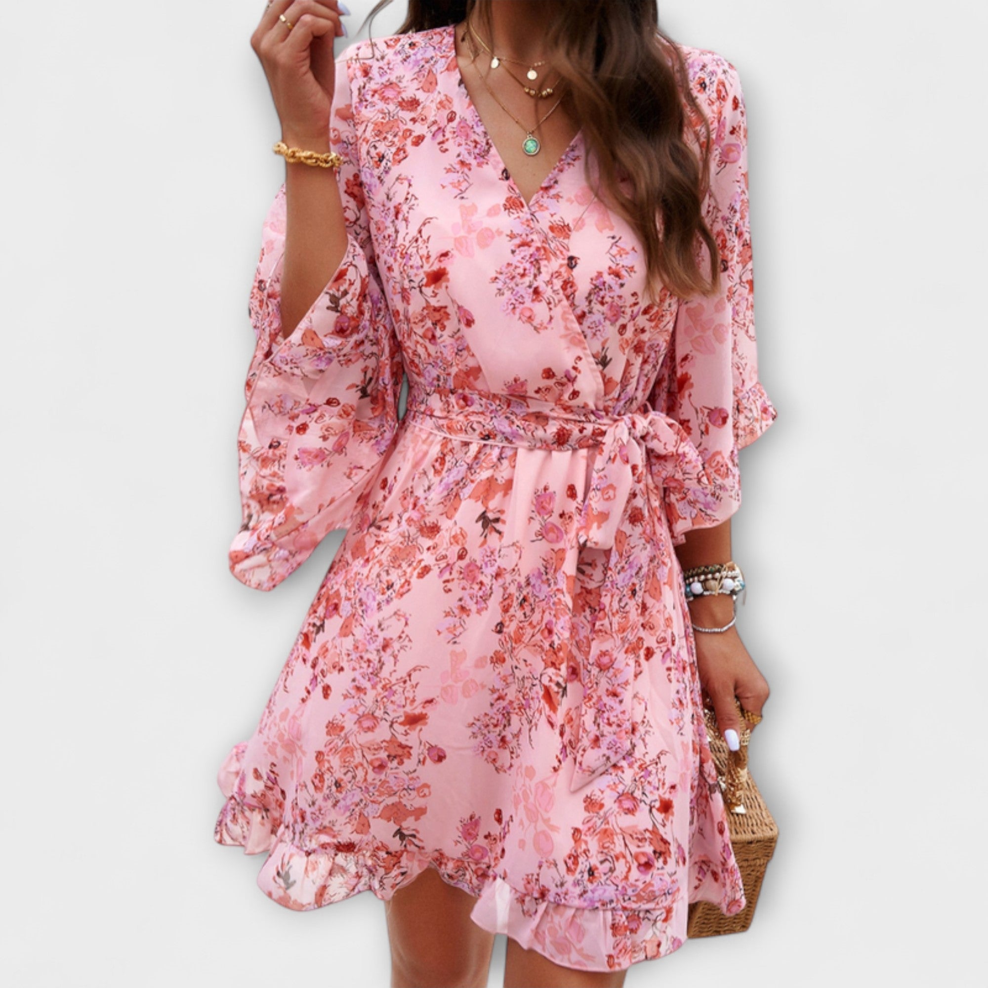 Lina - Dames midi-jurk met bloemenprint