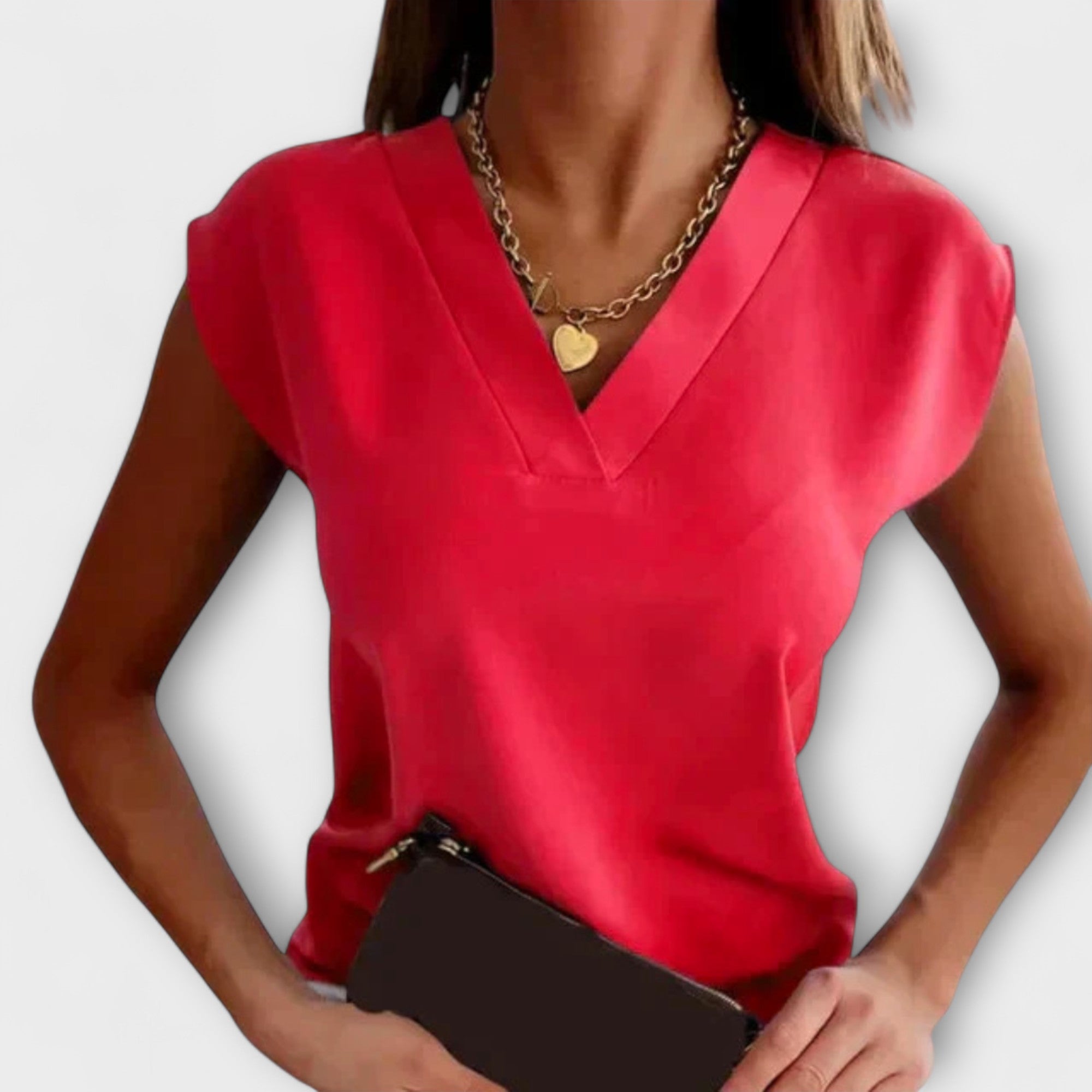 Melanie - Dames V-hals Zomer Top met Losse Mouwen