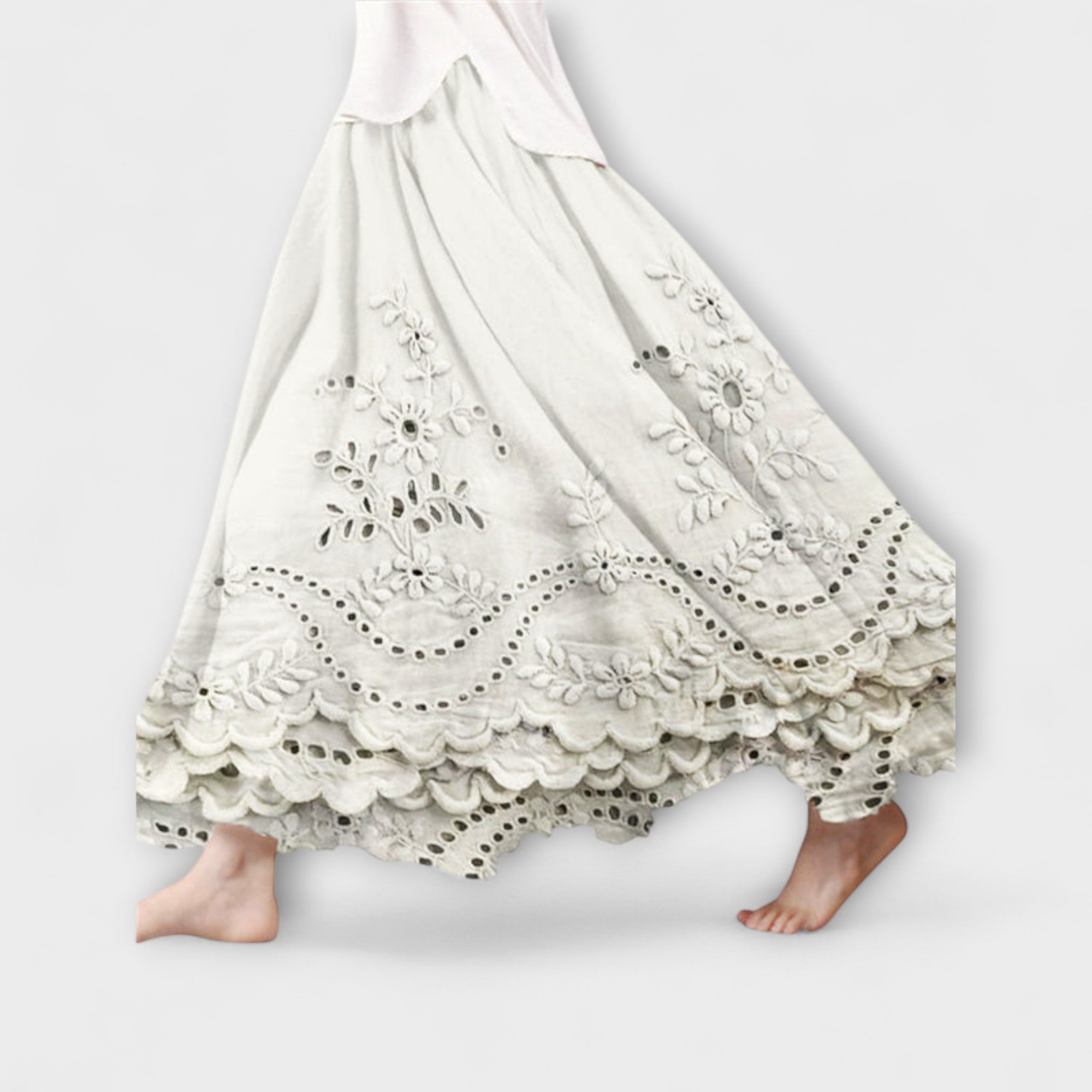 Luna – Boho Maxi-rok Met Borduurwerk