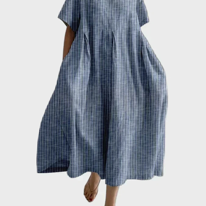 Altrosa Streifen-Leinenkleid