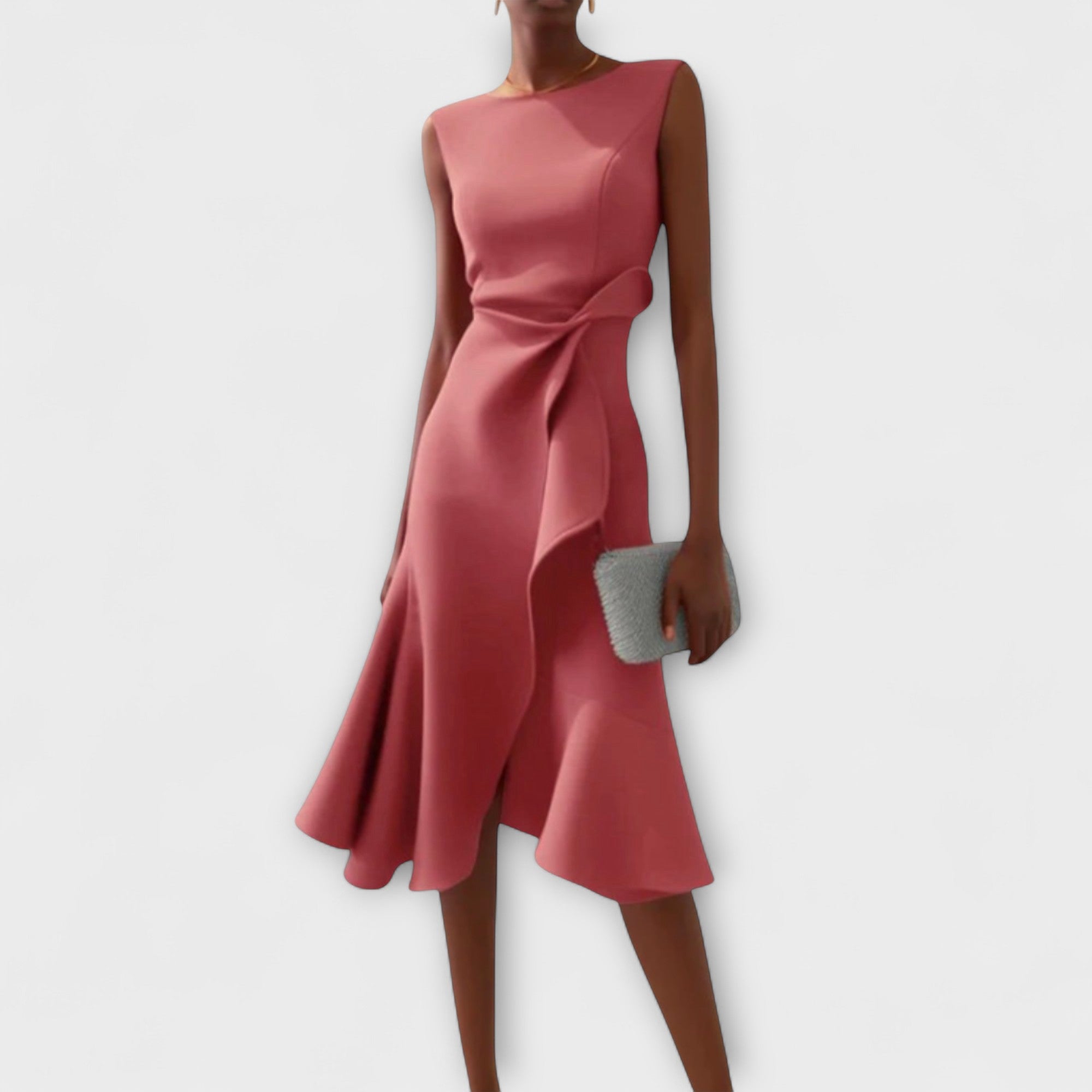 Juliette – Gedrapeerde asymmetrische midijurk