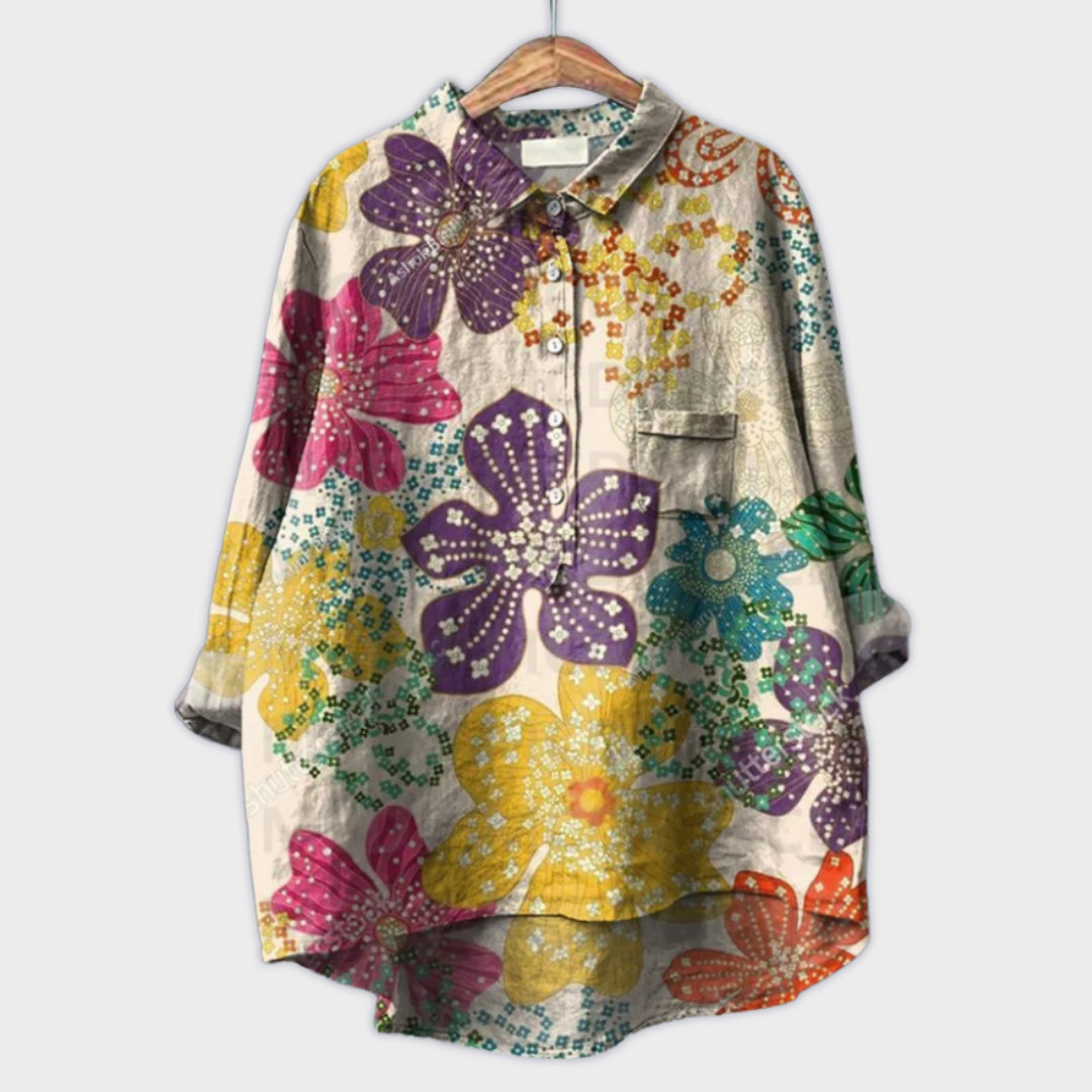 Magdalena - Handgemaakte damesblouse met bloemmotief