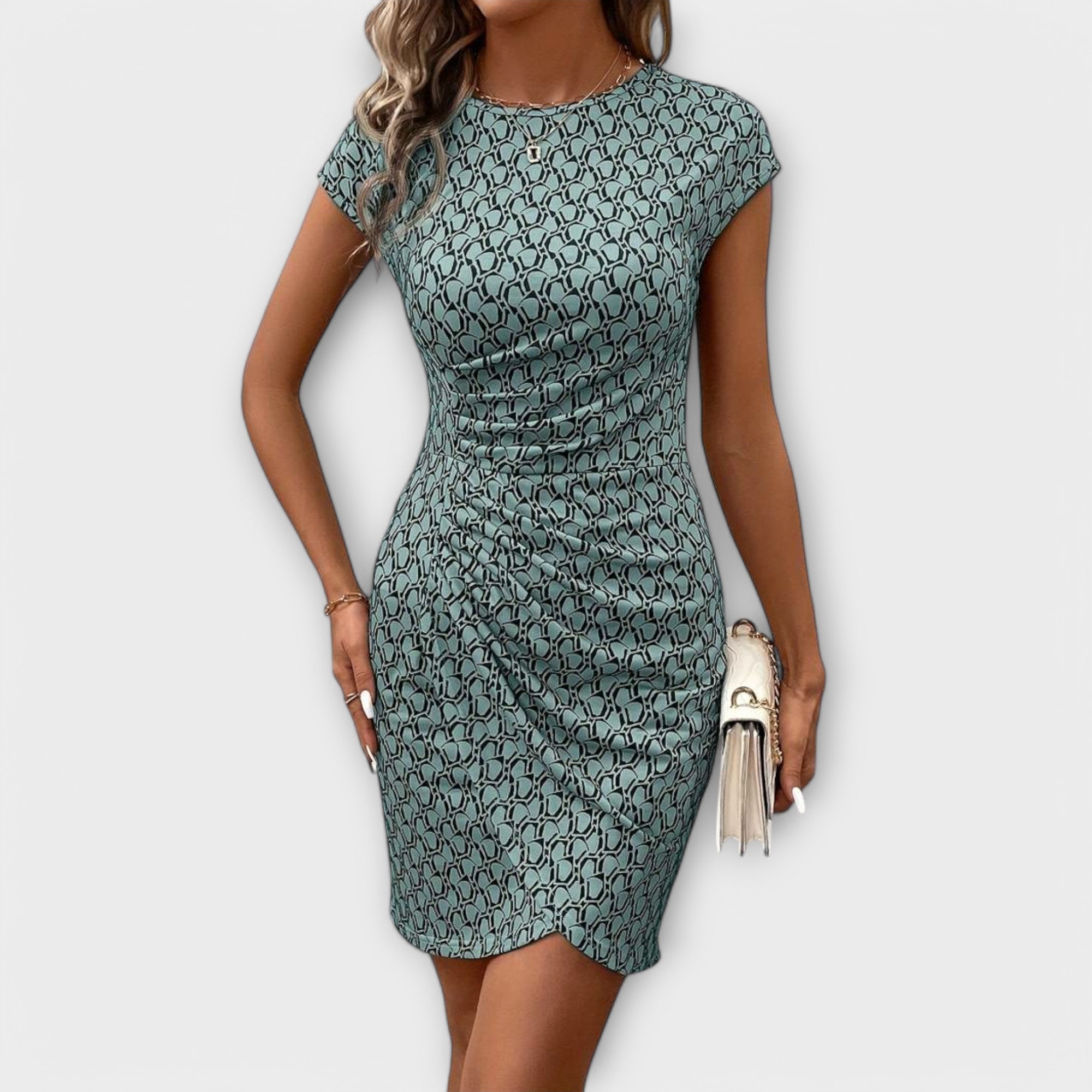 Emma - Tulpenjurk met all-over print en korte mouwen