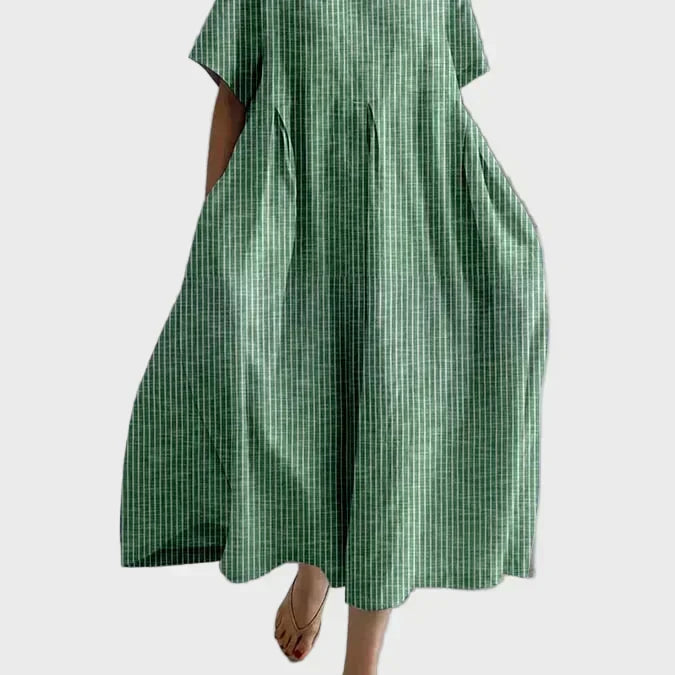 Altrosa Streifen-Leinenkleid