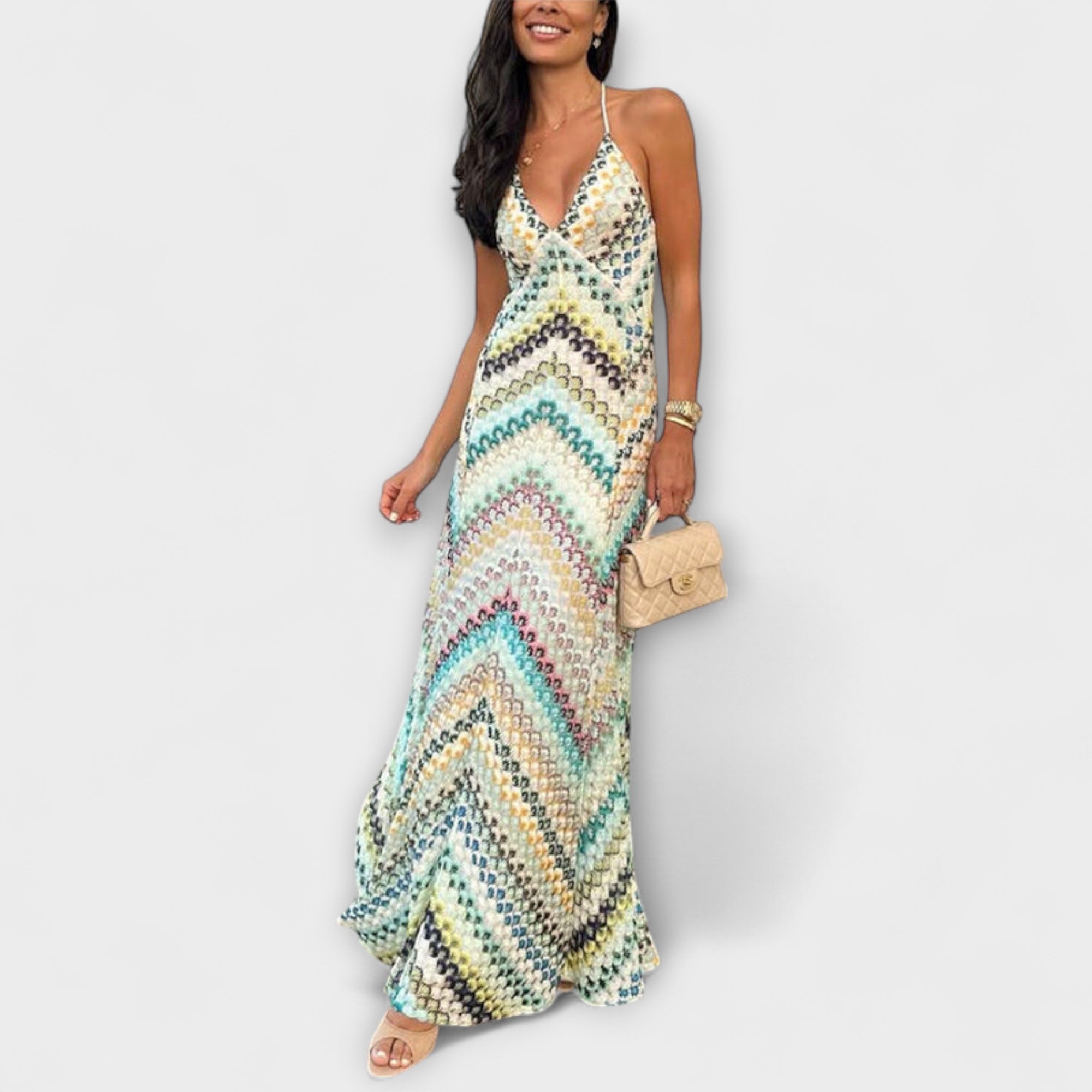Remi - Missoni Bont Visgraat Maxi Jurk