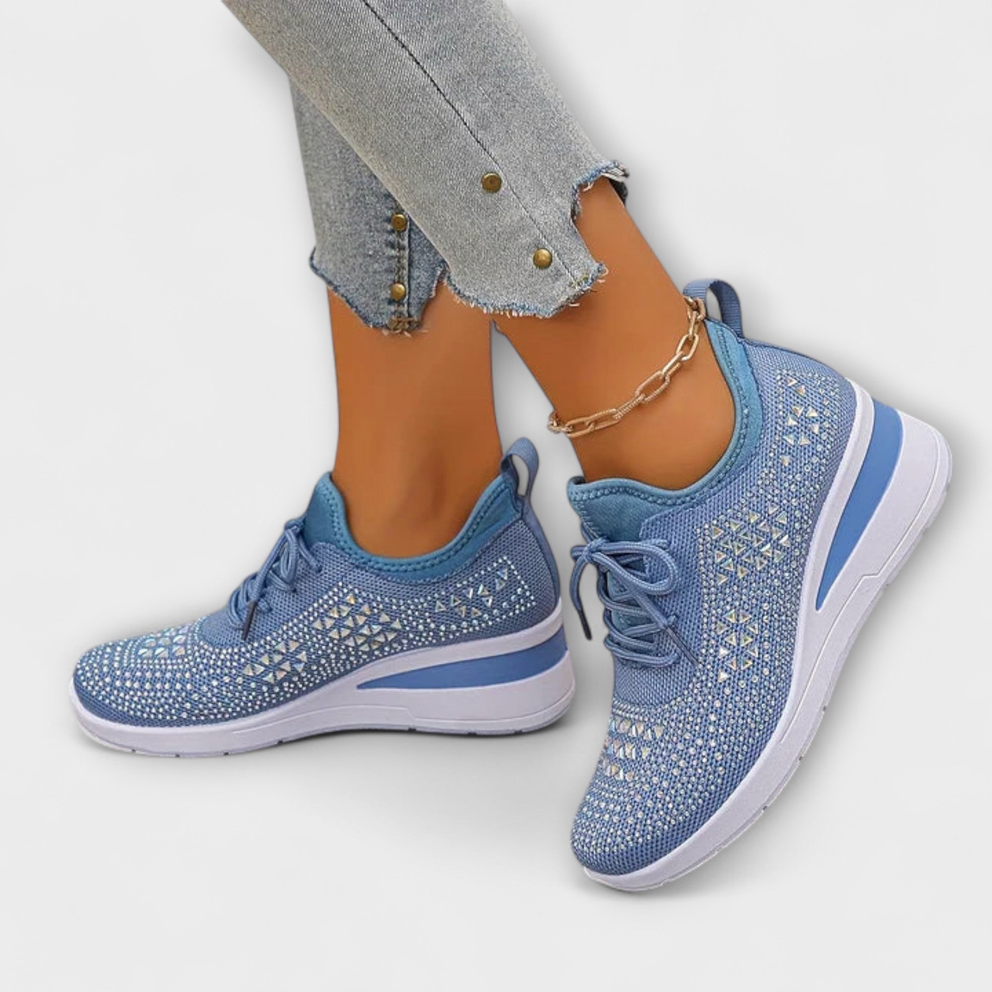Giselle – Glanzende Orthopedische Sneakers met Strass