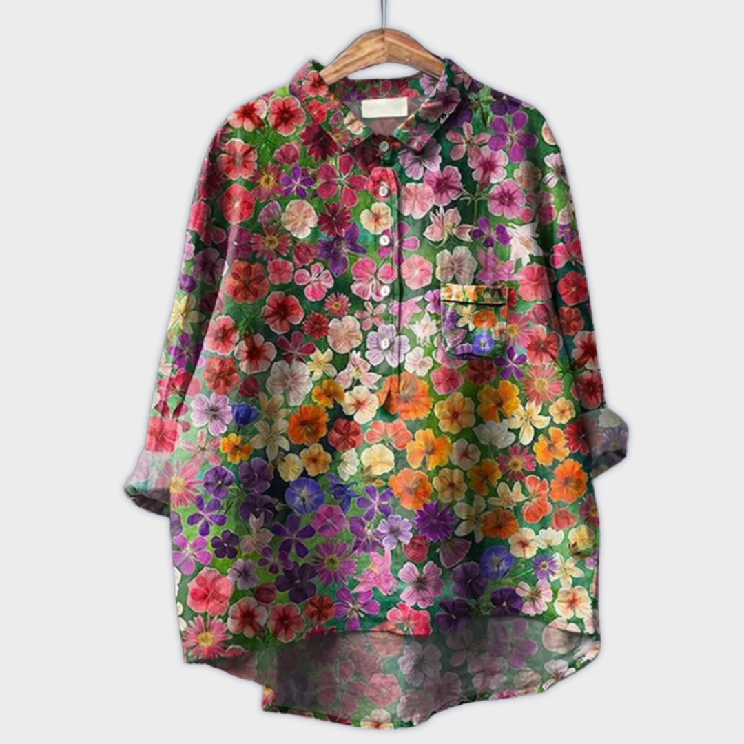 Magdalena - Handgemaakte damesblouse met bloemmotief