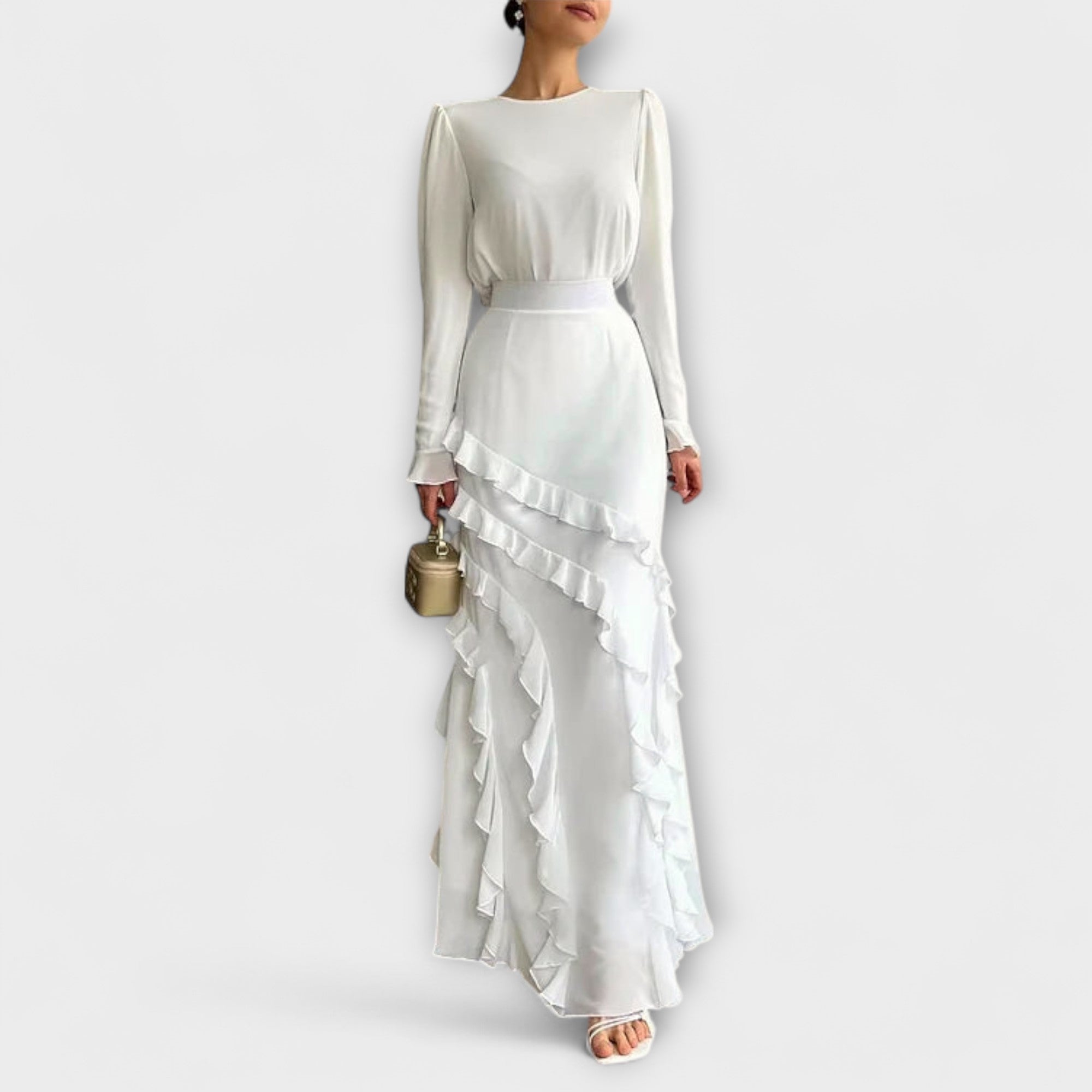 Fallon - Slim Fit Maxi-jurk met 3D-ruches
