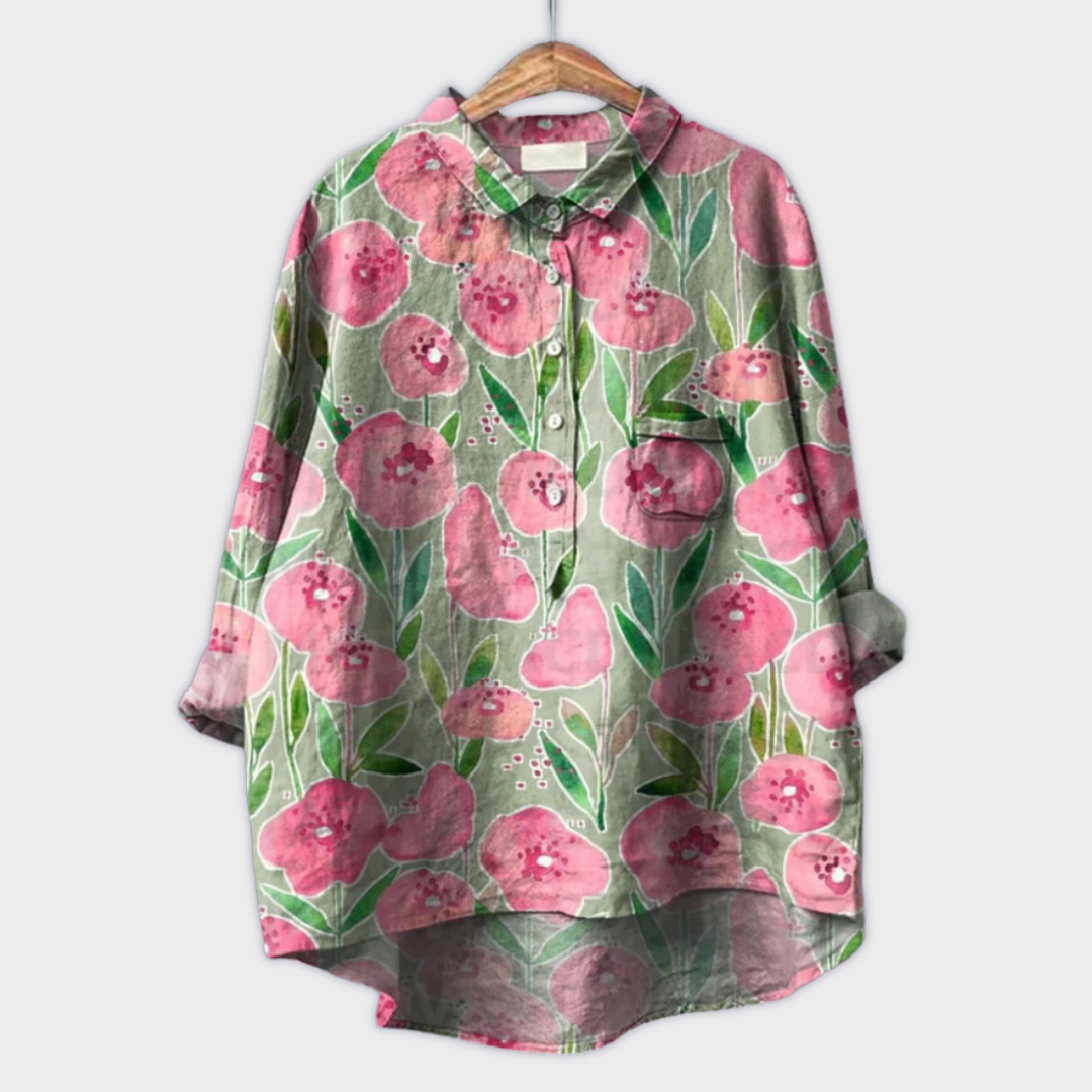 Magdalena - Handgemaakte damesblouse met bloemmotief