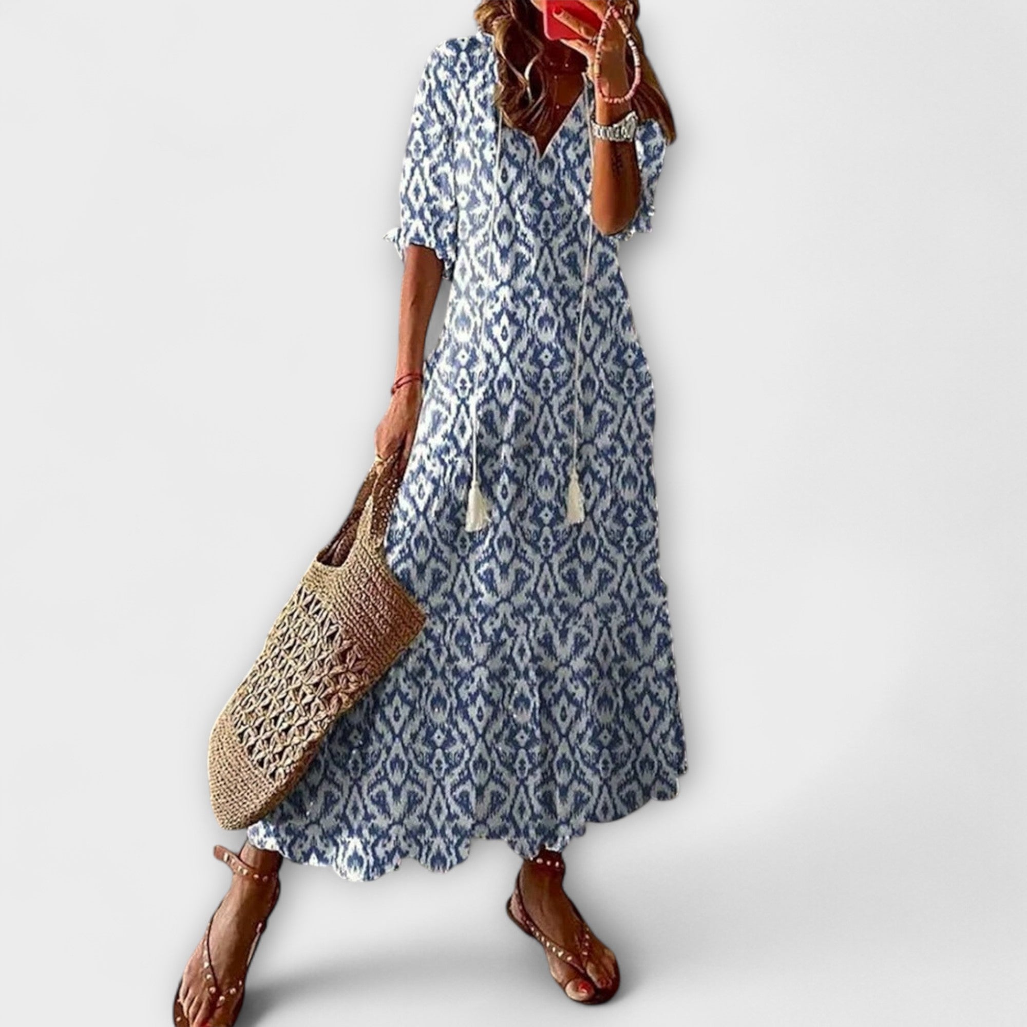 Anna – Dames Boheemse Zomerjurk met Vloeiend Silhouet
