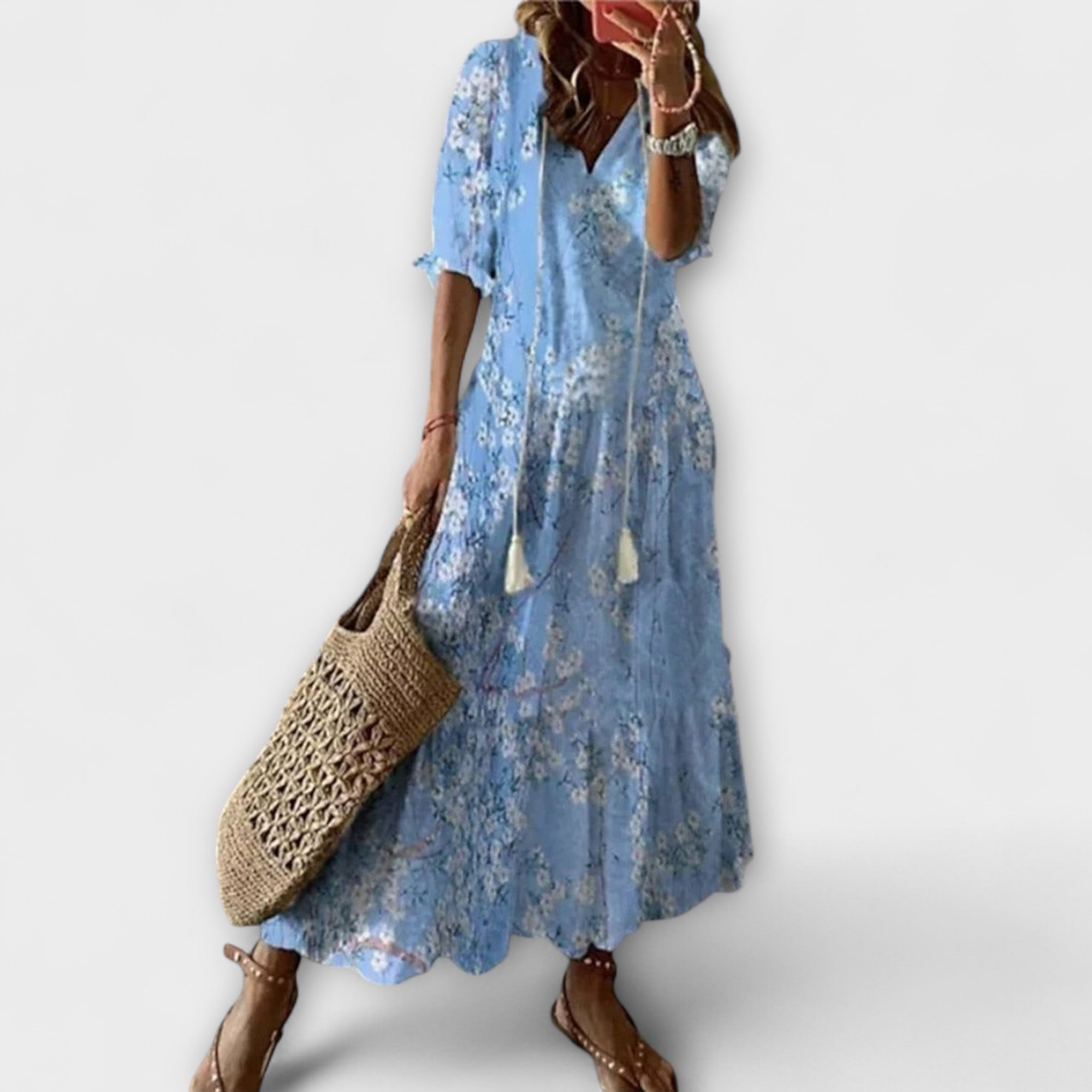 Anna – Dames Boheemse Zomerjurk met Vloeiend Silhouet