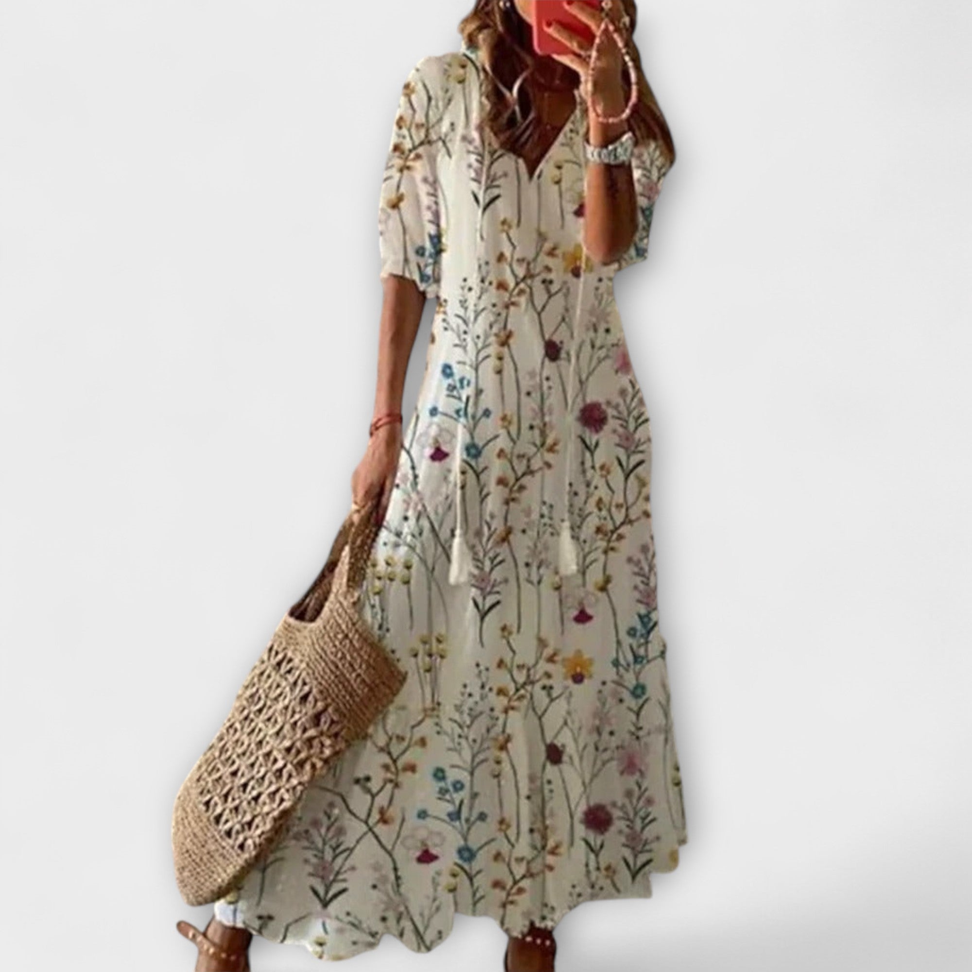 Anna – Dames Boheemse Zomerjurk met Vloeiend Silhouet