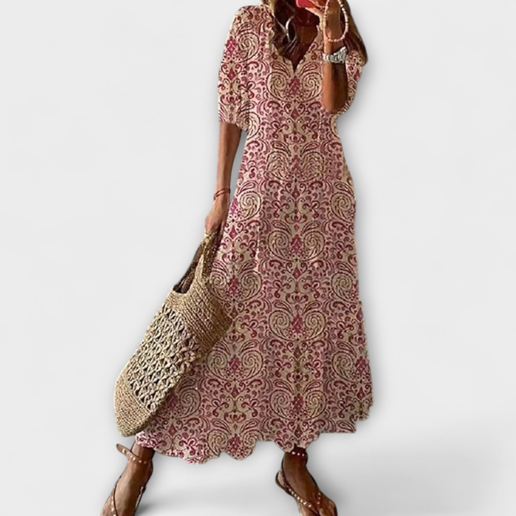 Anna – Dames Boheemse Zomerjurk met Vloeiend Silhouet