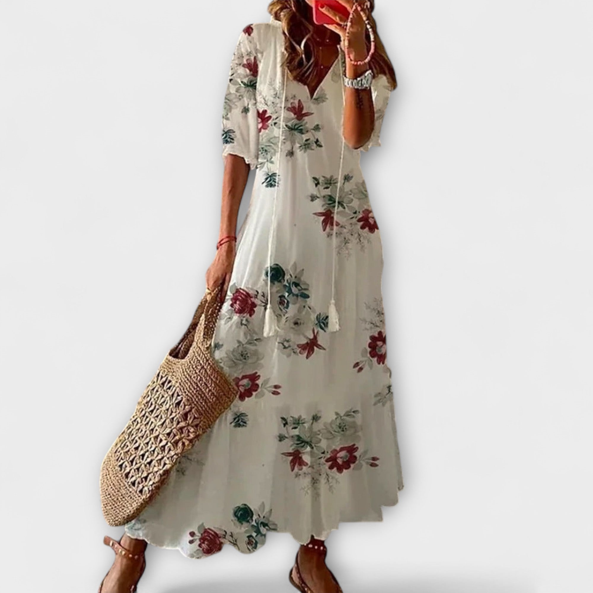 Anna – Dames Boheemse Zomerjurk met Vloeiend Silhouet