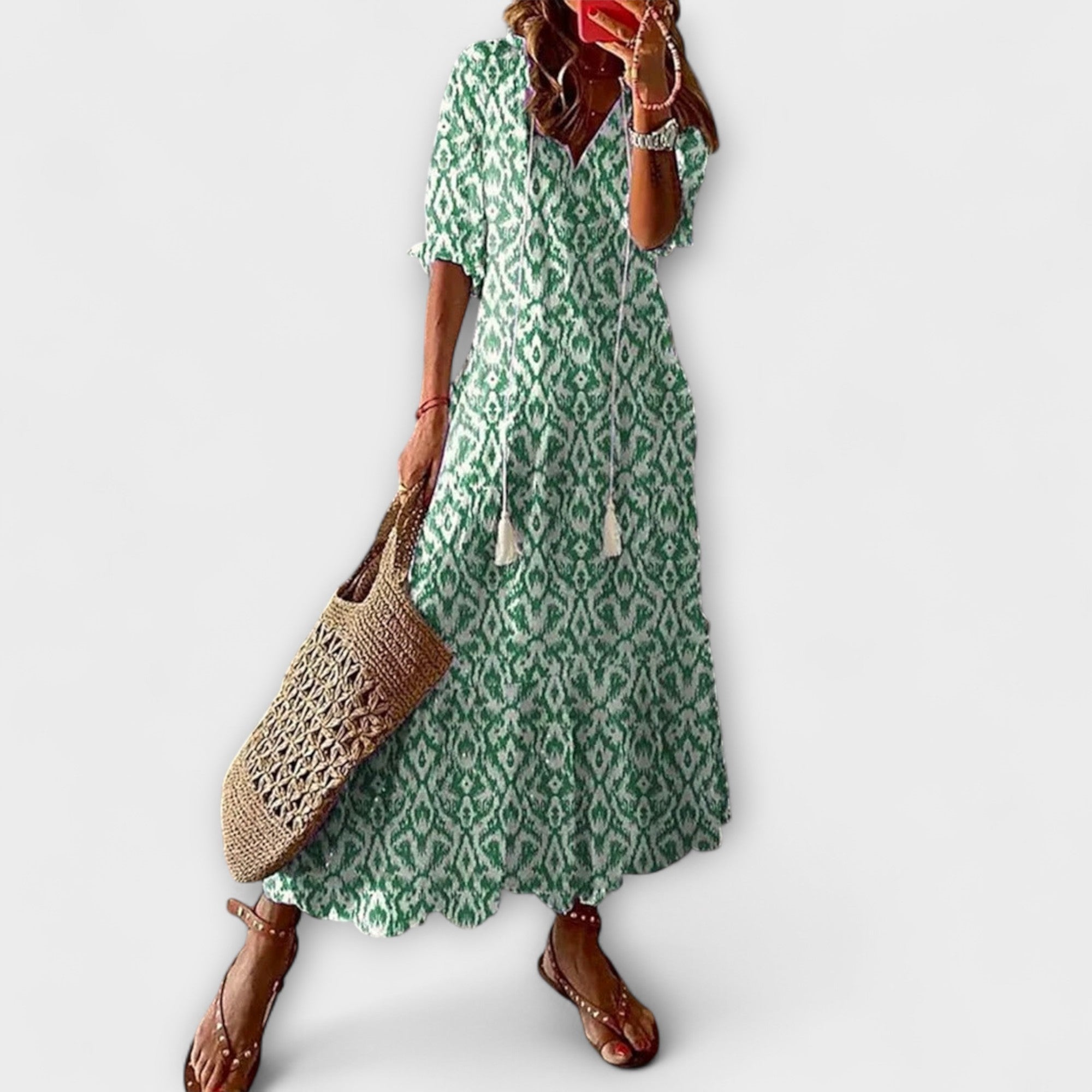 Anna – Dames Boheemse Zomerjurk met Vloeiend Silhouet